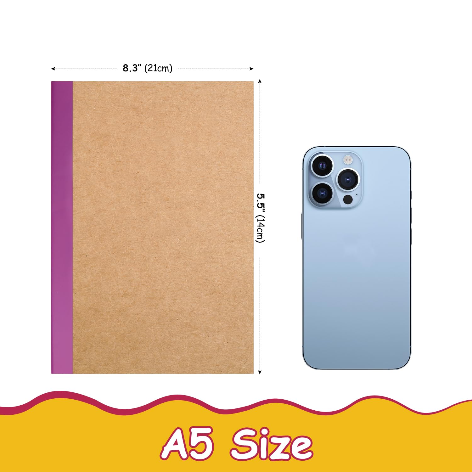 60-Pack Bulk Kraft Composition Notebooks - 60 Pages A5 Paper (8.3