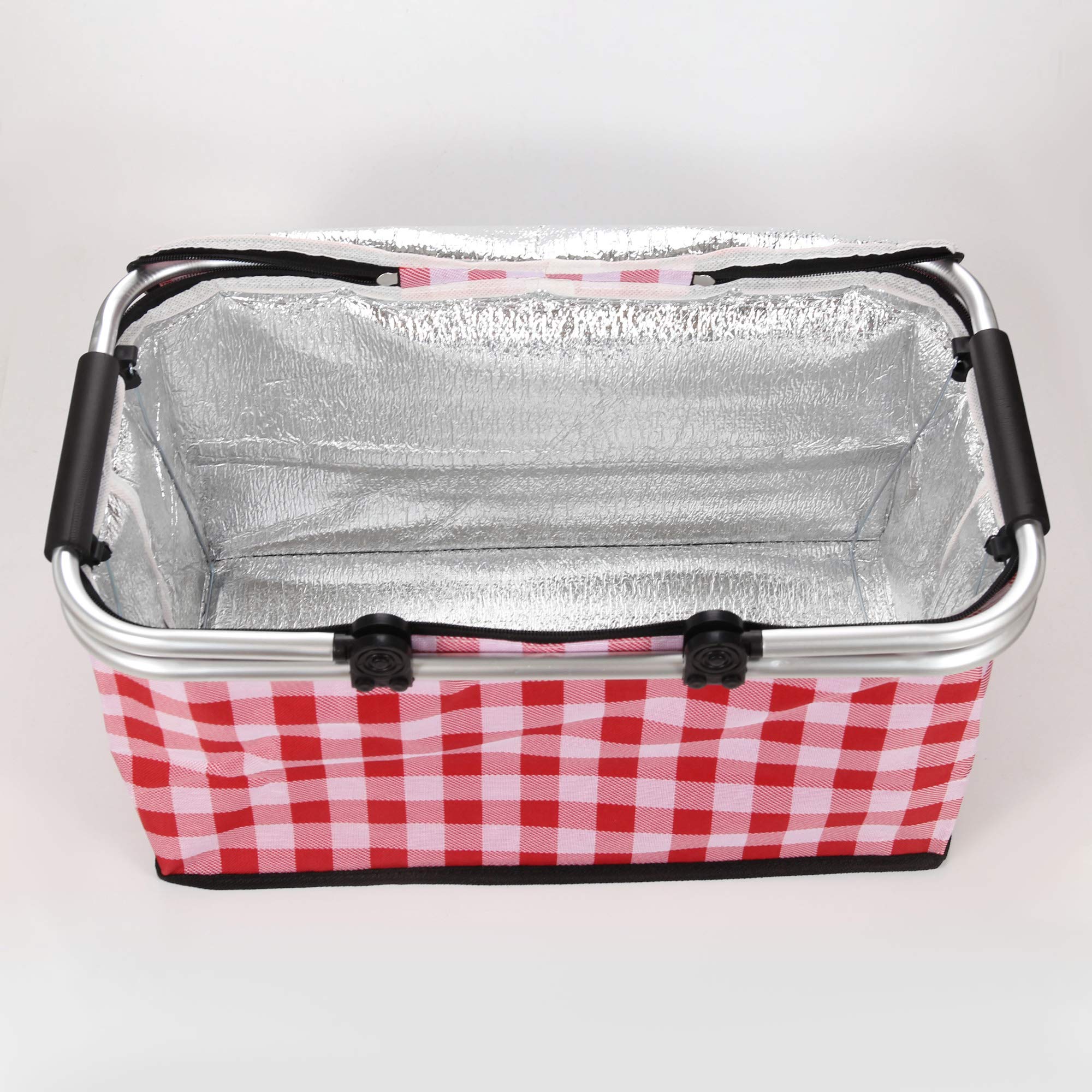SUNLAND Insulated Folding Picnic Basket - Portable Cooler for Outdoor Picnics, Beach Trips & Camping - Leakproof Food Storage with Adjustable Shoulder Strap