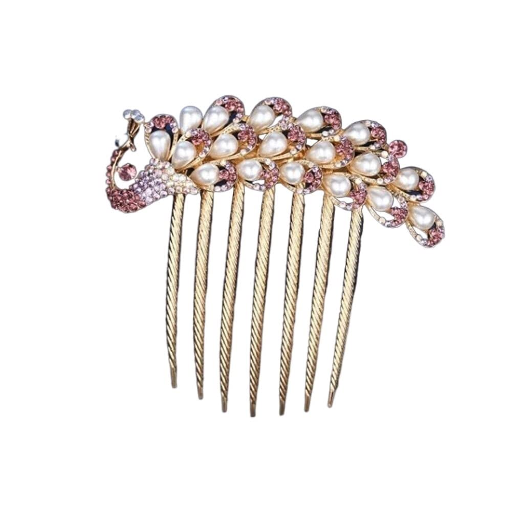 Elegant Chinese Style Rhinestone Wedding Hair Comb for Women & Girls - Bride Hair Side Clips with Sparkling Crystals - Perfect for Weddings, Proms, and Special Occasions (Color: C, One Size)