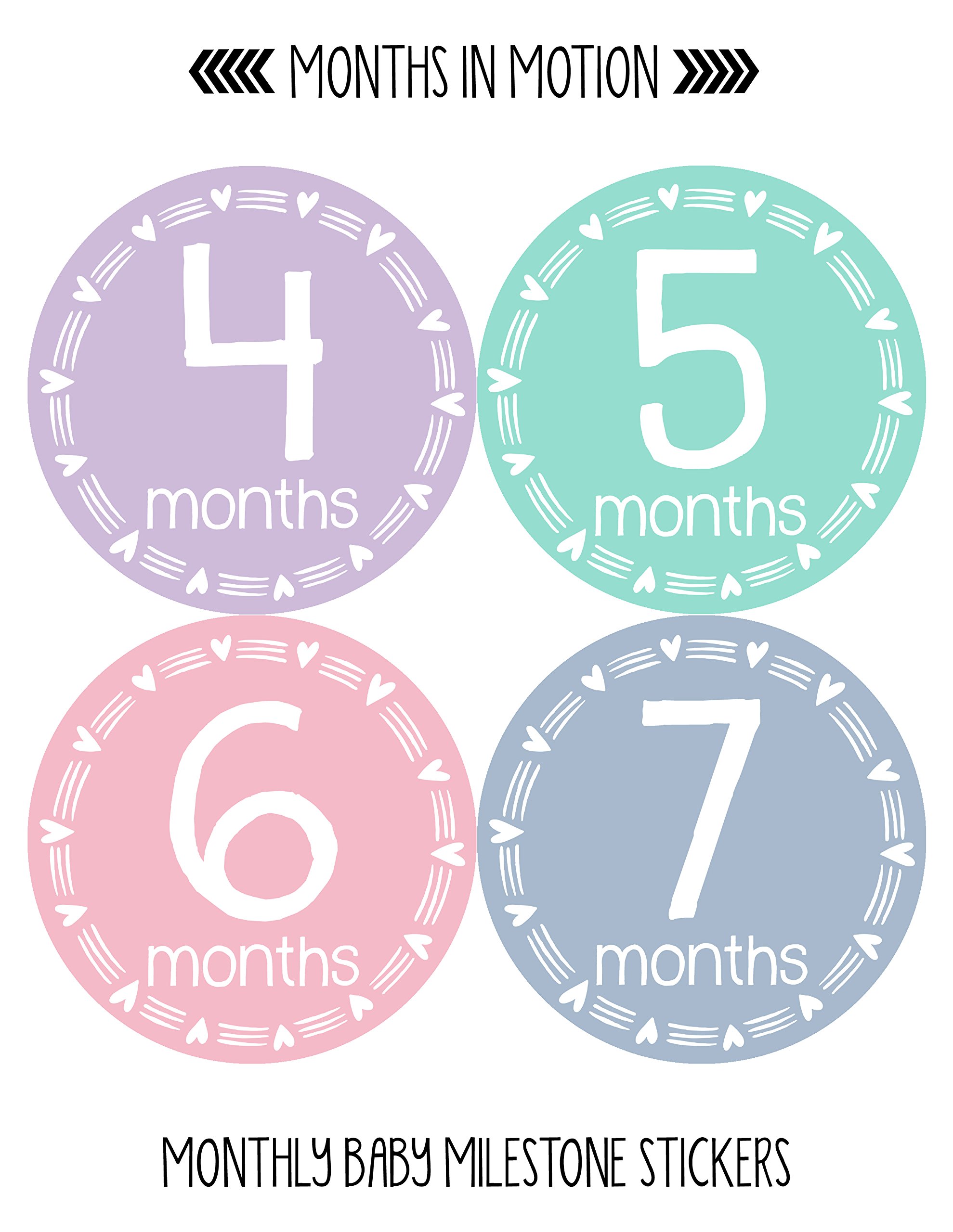 Baby Milestone Stickers Set of 20 - Newborn Monthly Growth Tracking Stickers for Girls - Perfect for Baby Photo Shoots, Scrapbooking & First Year Memory Keepsakes