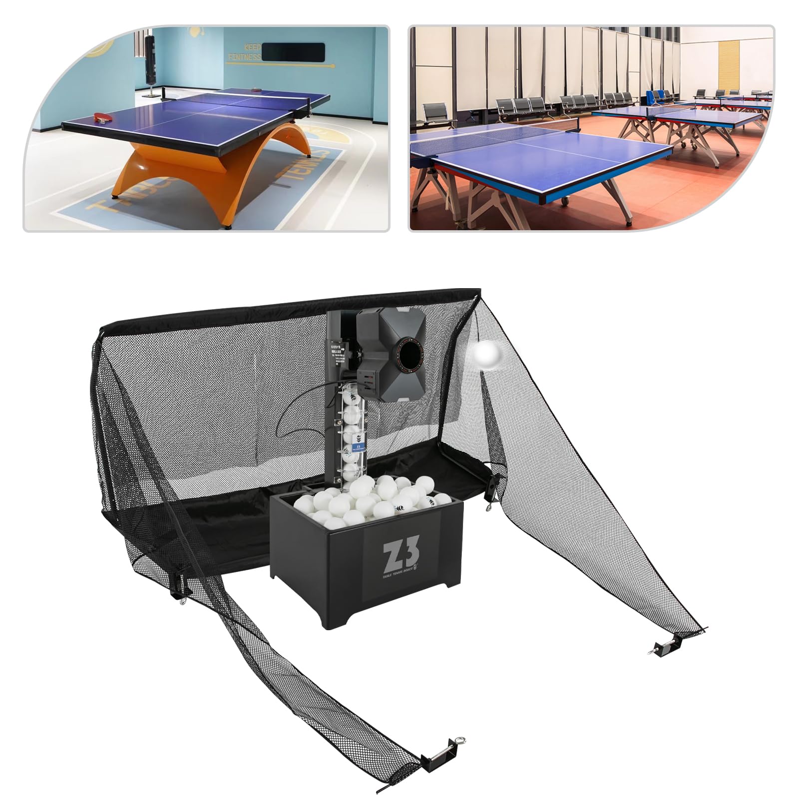 Professional Table Tennis Robot with Net - Automatic Ping Pong Ball Machine for Training | Includes 100 Balls | Perfect for Home Practice, Club Training & Backyard Games