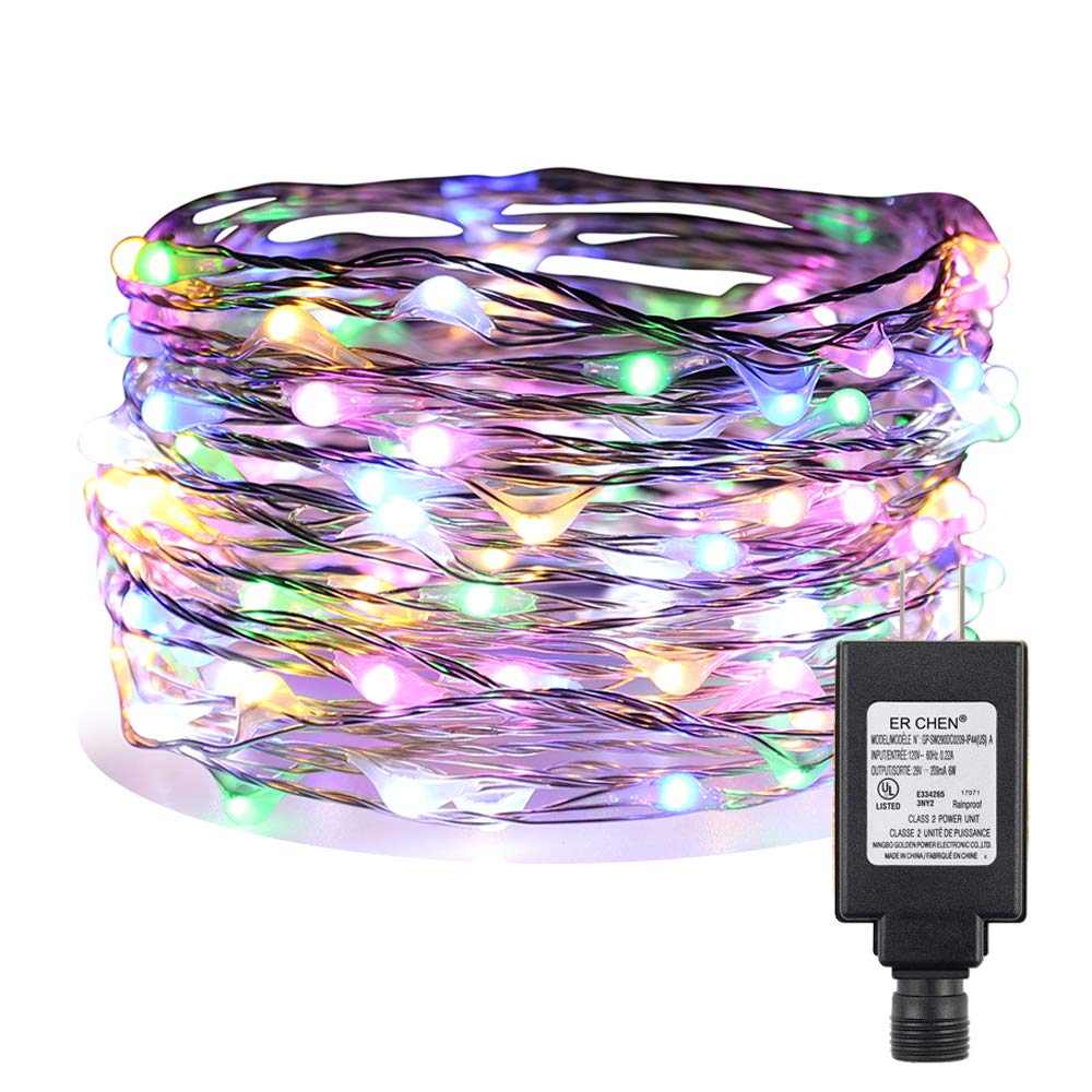 Fairy Lights Plug in 33ft 100 LED String Lights - Silver Coated Copper Wire Starry Lights for Indoor Outdoor Decor | Bedroom, Garden, Party, Christmas Tree, Wedding | Waterproof Multicolor Decorative Lighting for Home, Patio, Yard, Holiday Celebration