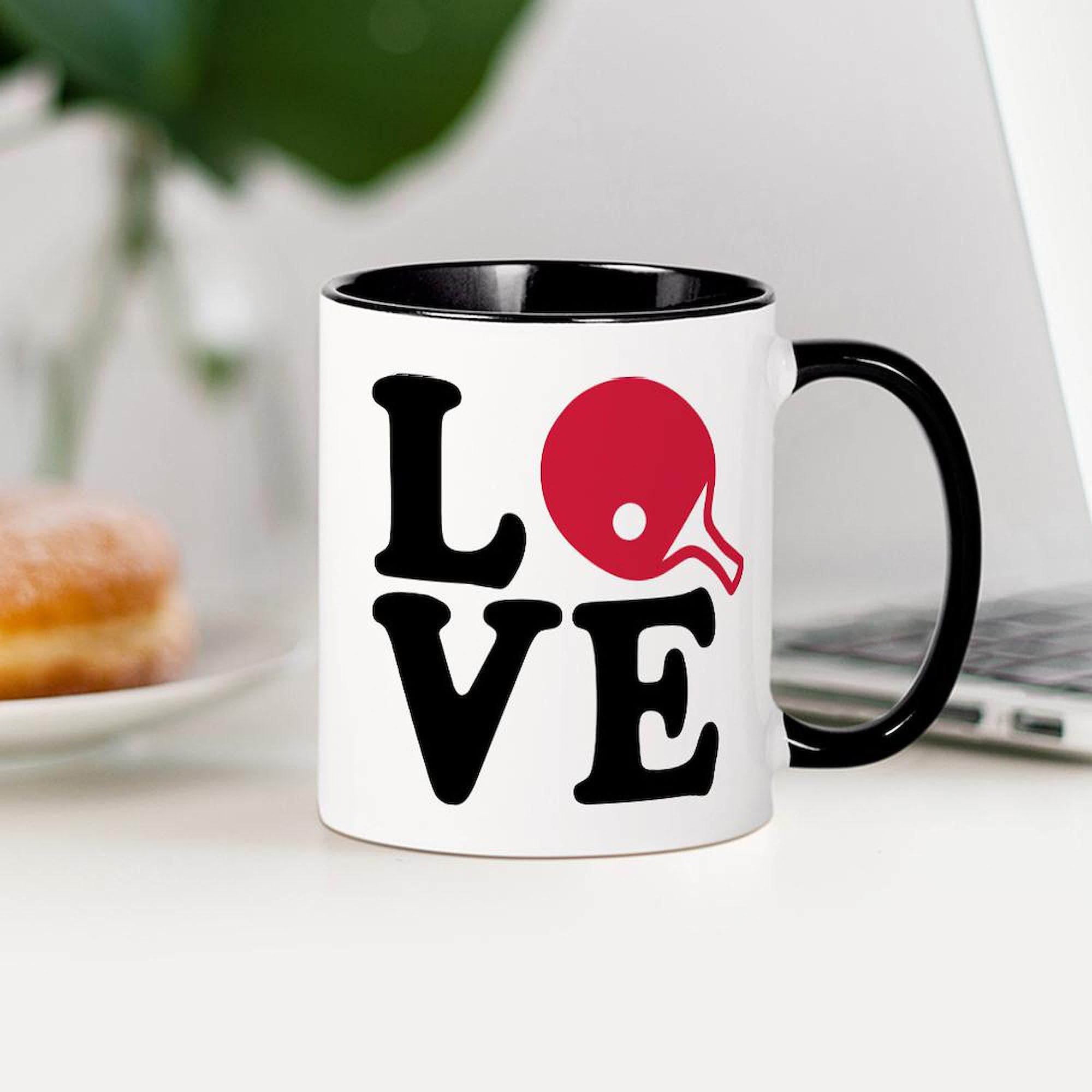 Table Tennis Love Ceramic Coffee Mug 11oz - Perfect for Tea & Office Use