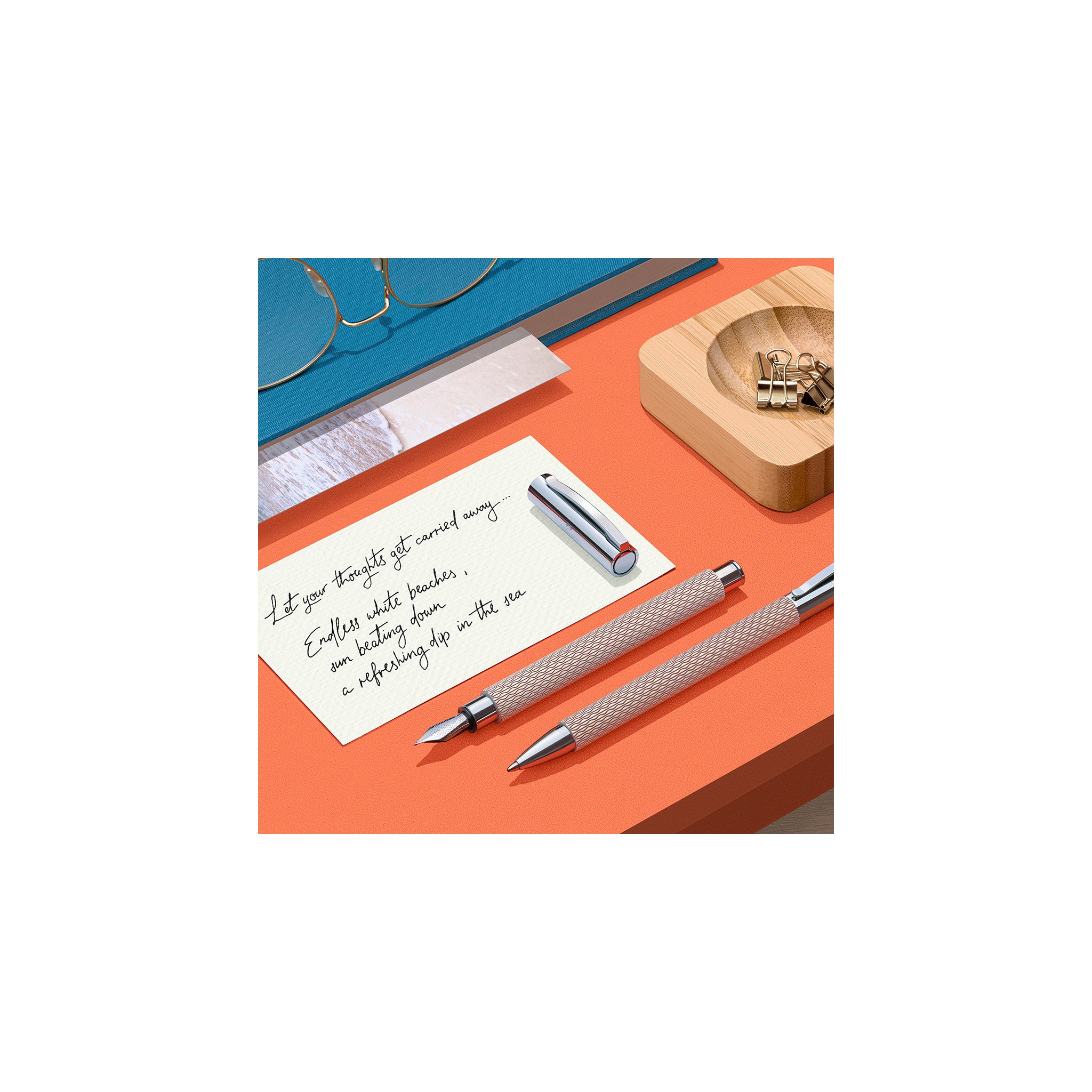 Premium Ambition Fountain Pen - OpArt White Sand Design, Medium Nib #149620 - Perfect for Writing, Calligraphy, and Gift Giving