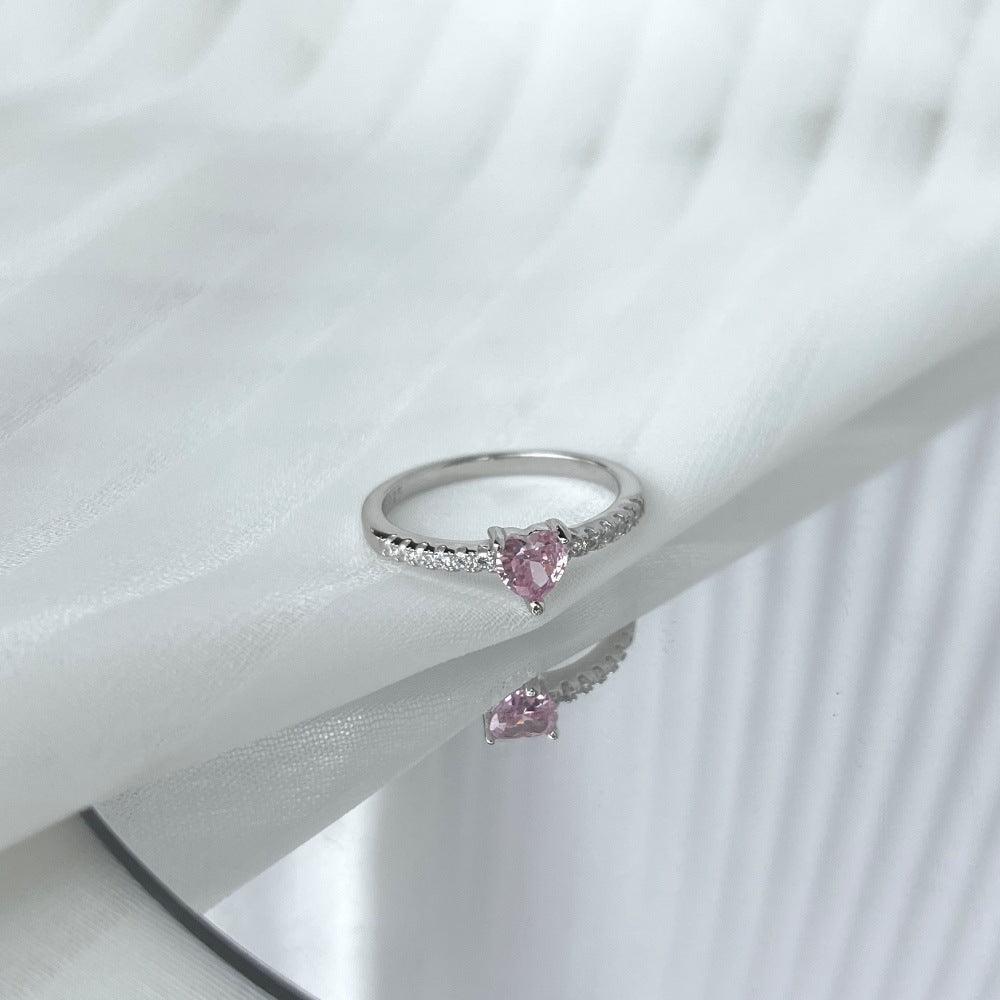 Pink CZ Heart Ring - Elegant Cubic Zirconia Jewelry for Women | Perfect for Valentine's Day, Anniversary & Romantic Gifts