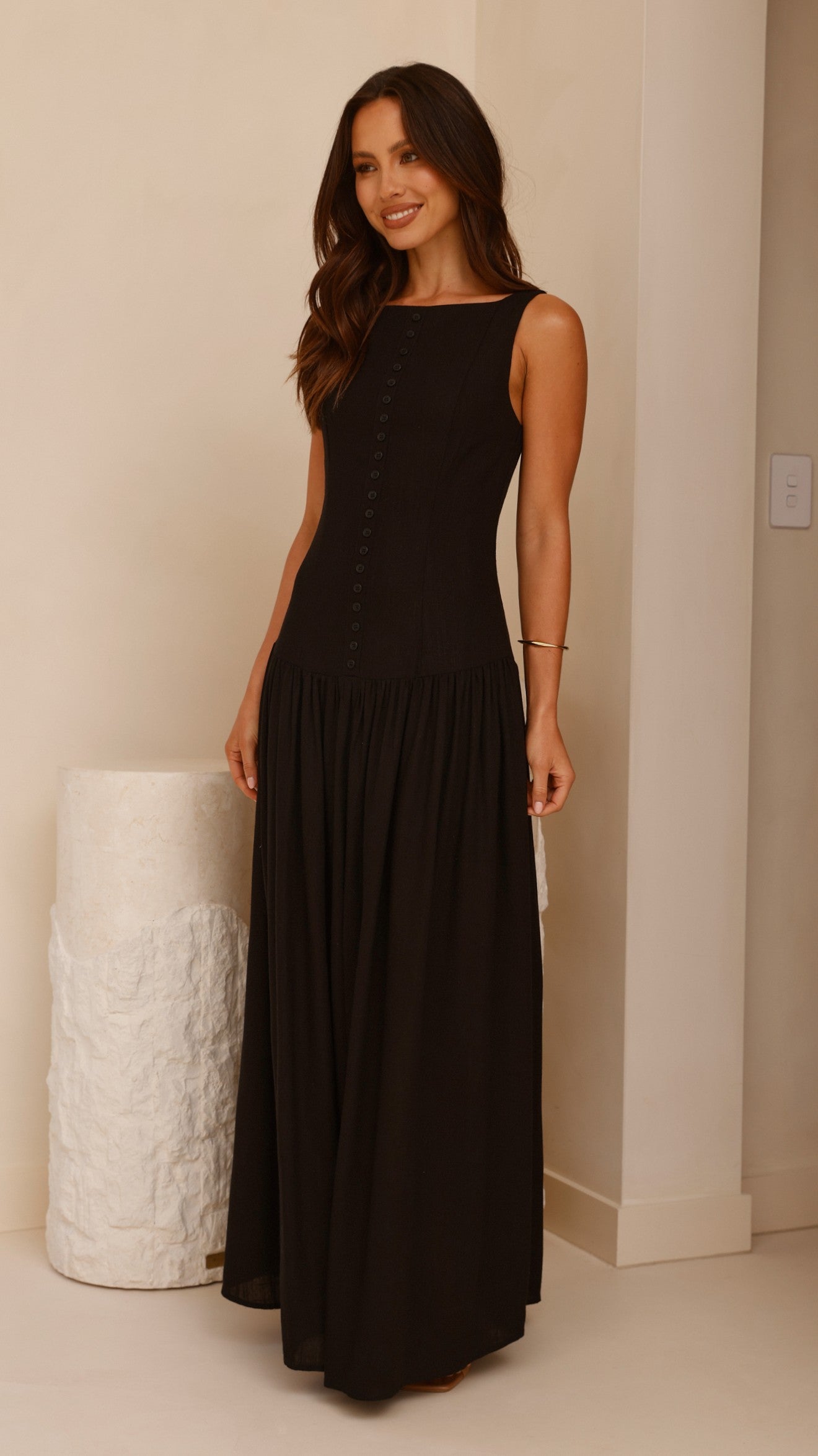 Kora Maxi Dress for Women - Elegant Black Long Flowy Dress for Summer, Beach, Party & Casual Wear