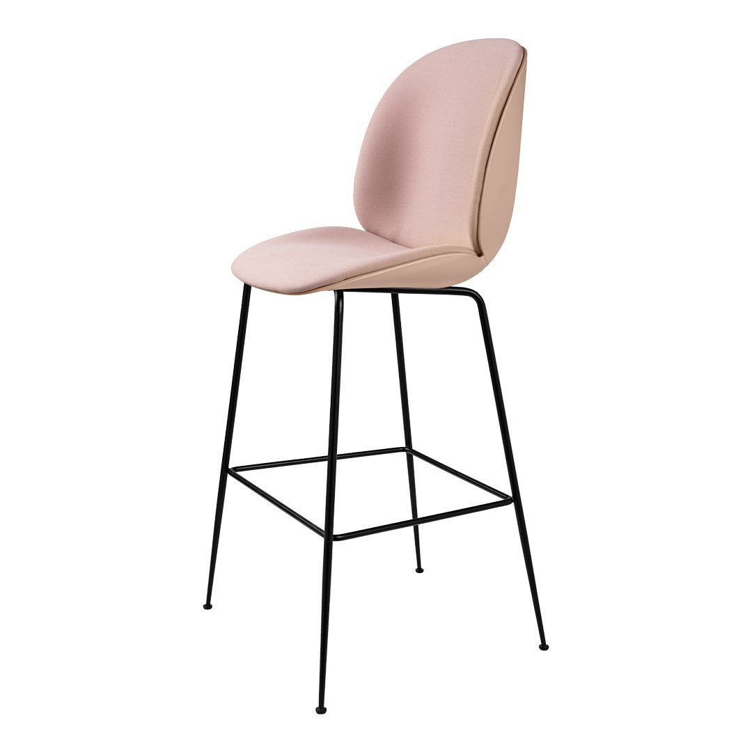 Beetle Bar Chair with Front Upholstery & Black Matte Base - Perfect for Kitchen Islands, Home Bars, and Modern Dining Spaces