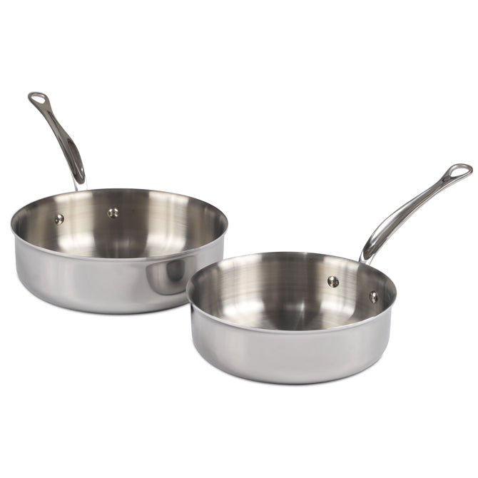 Mauviel M'COOK 8 Inch 5-Ply Stainless Steel Saute Pan - Professional French Cookware for Searing, Sauteing & Deglazing - Perfect for Home Chefs & Gourmet Cooking