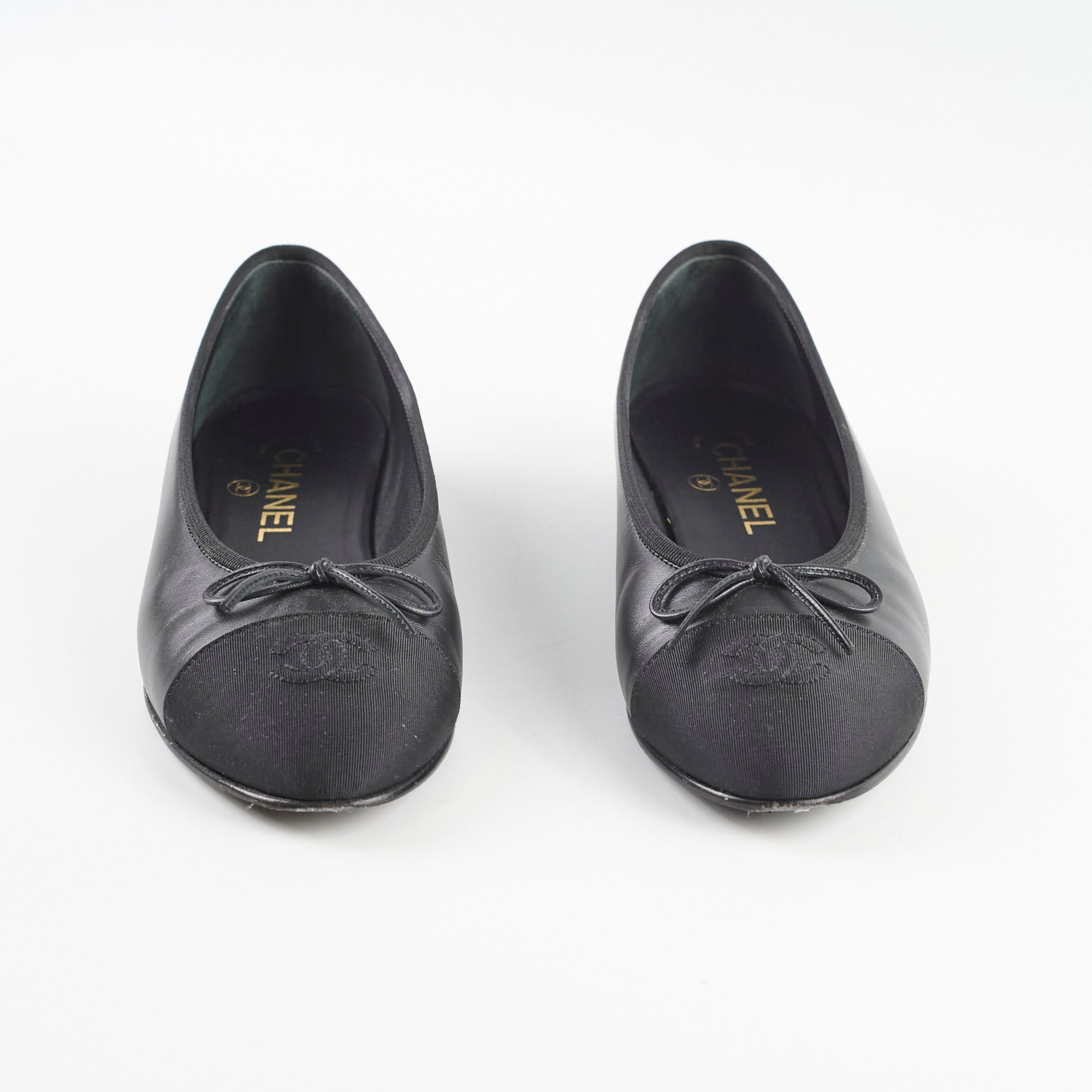 Chanel Black Leather Ballet Flats for Women - Size 37.5 (US 7) | Classic Comfortable Loafers for Work, Travel & Everyday Wear