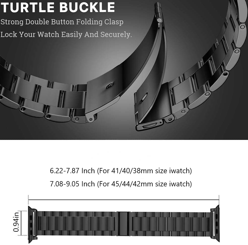 Stainless Steel Apple Watch Band for Series 9/8/7/6/5/4/3/SE/Ultra 2 - Compatible with 49mm 45mm 44mm 42mm 41mm 40mm 38mm - Durable Metal Replacement Strap for Men & Women - Perfect for Business, Workouts & Everyday Wear