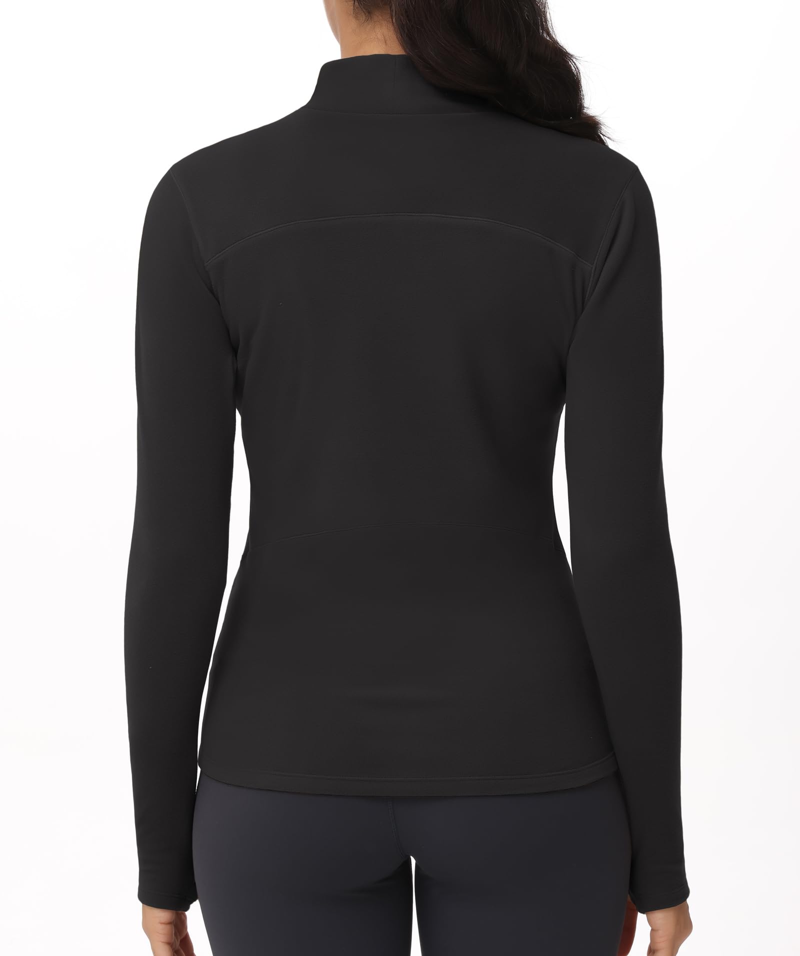 THE GYM PEOPLE Women's Fleece Mock Turtleneck Long Sleeve Thermal Shirt with Thumb Holes - Soft Workout Pullover for Yoga, Running & Cold Weather Layering