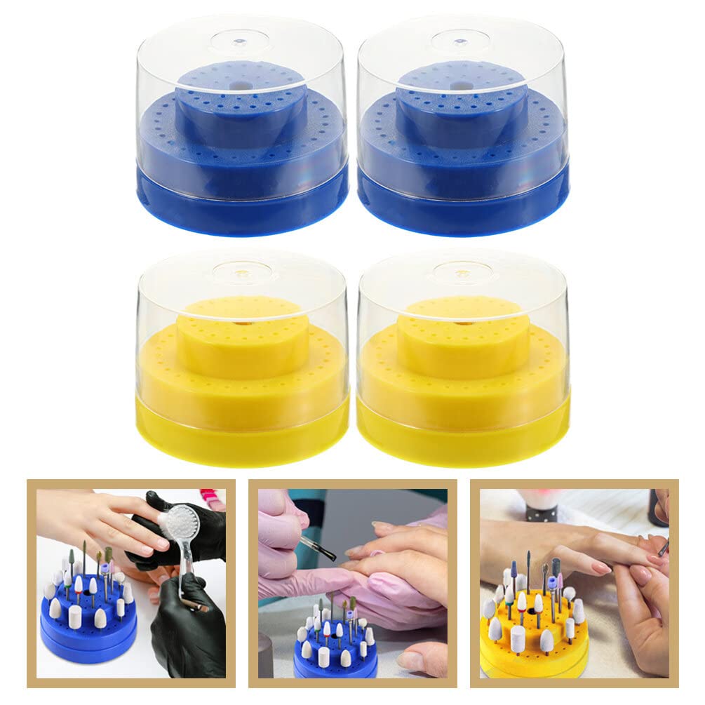 EXCLUZO 4-Piece Nail Drill Bit Storage Container Organizer Box - 60 Hole Nail Art Accessories Case for Professional Manicure & Pedicure Tools - Perfect for Salon, Home Use, and Travel Nail Kits