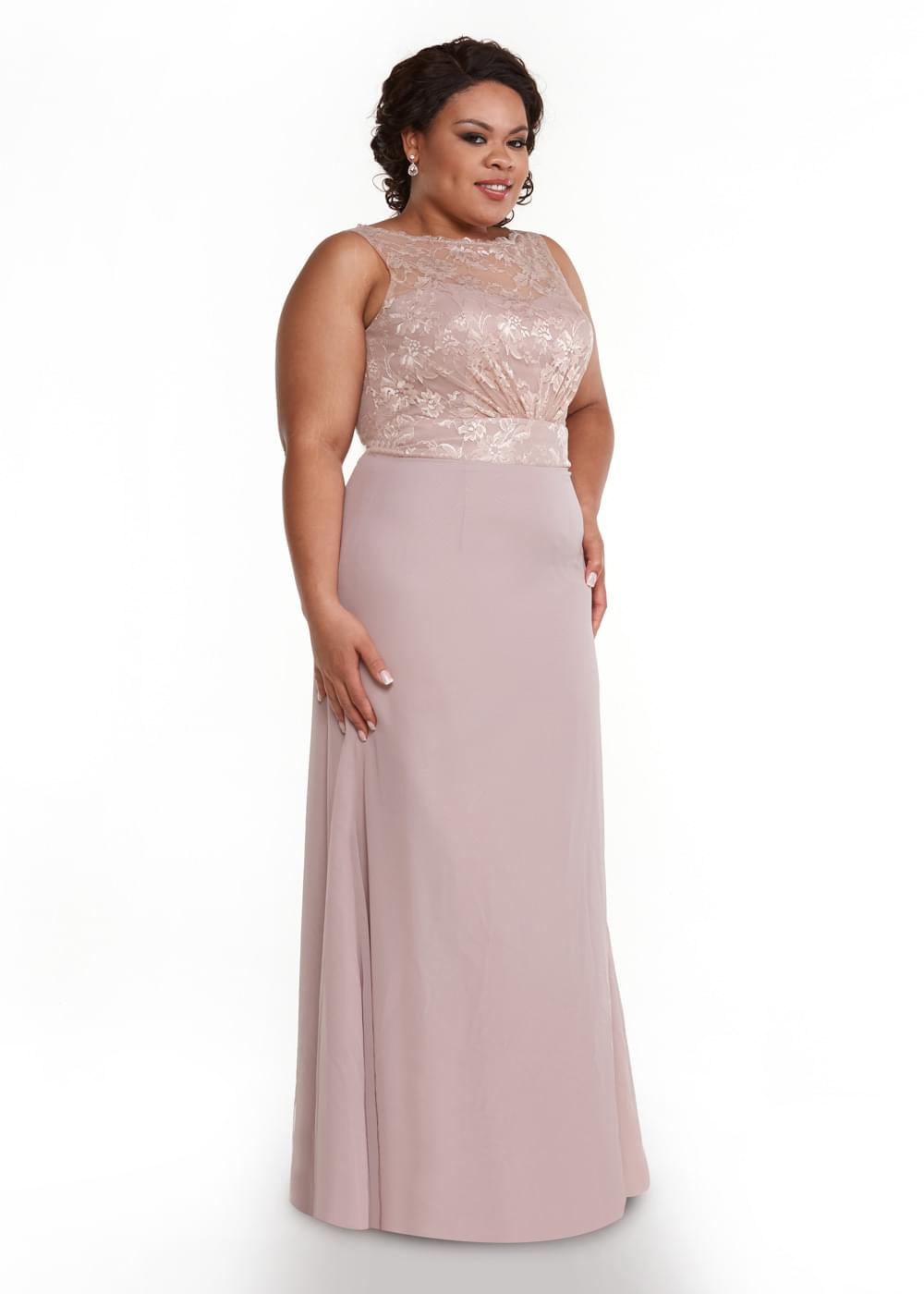 Elegant 80029 Sheath Bridesmaid Dress with Lace Illusion Neckline - Perfect for Weddings, Formal Events & Special Occasions