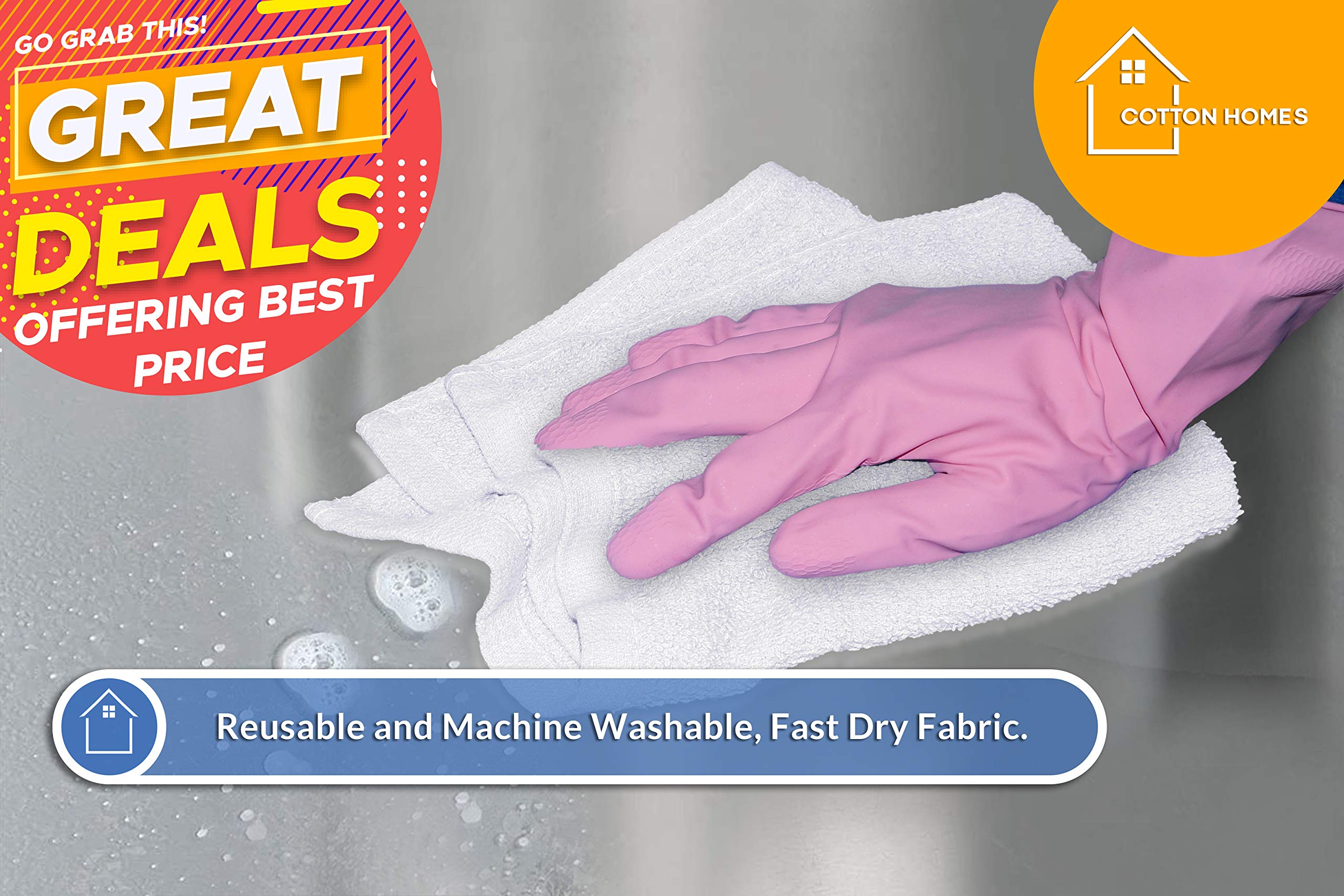 36-Pack Premium 100% Cotton Super Absorbent Bar Mop Towels (14
