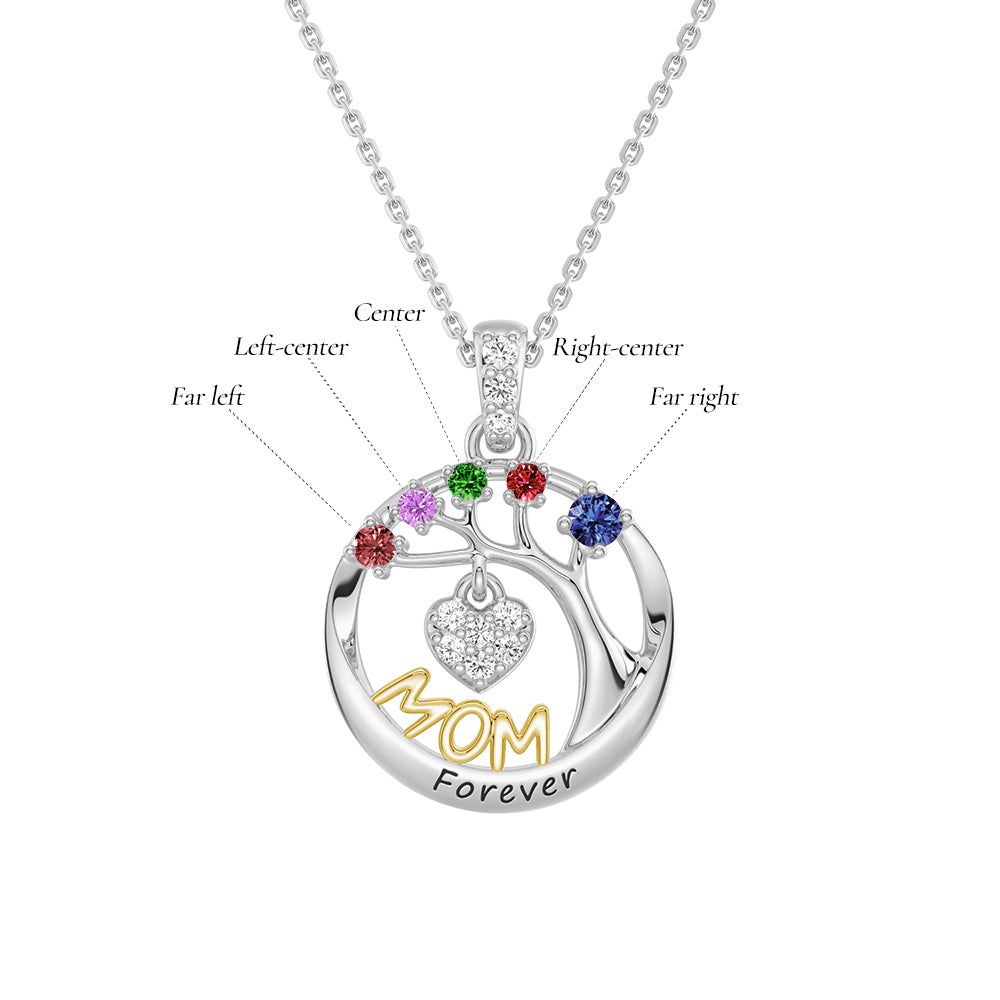 Personalized Birthstone Tree of Life Necklace for Mom - Custom Name & Heart Pendant - Perfect Gift for Mother's Day, Birthday & Anniversary - Jewelry for Women