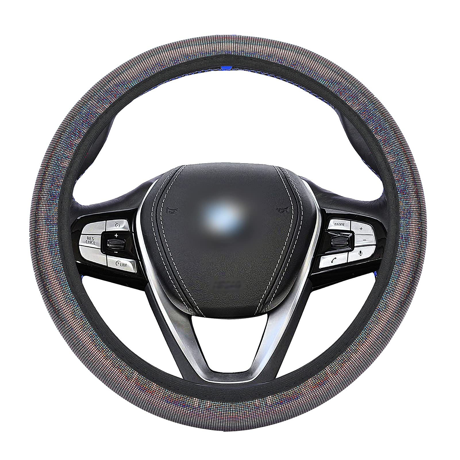 ZTGD Sparkling Steering Wheel Cover - Faux Leather, Comfortable & Universal Fit (15 Inch) - Starry Black Car Wheel Protector for Women & Girls | Perfect for Daily Commute, Road Trips & Stylish Car Interior Upgrade