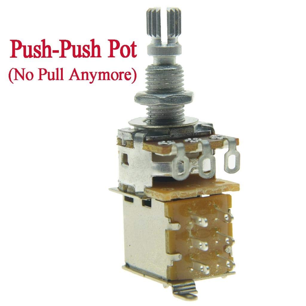 B500K Linear Taper Guitar Potentiometer - Push Push Pot for Guitar & Bass (No Pull Design) - Perfect for Volume/Tone Control Mods & DIY Guitar Upgrades