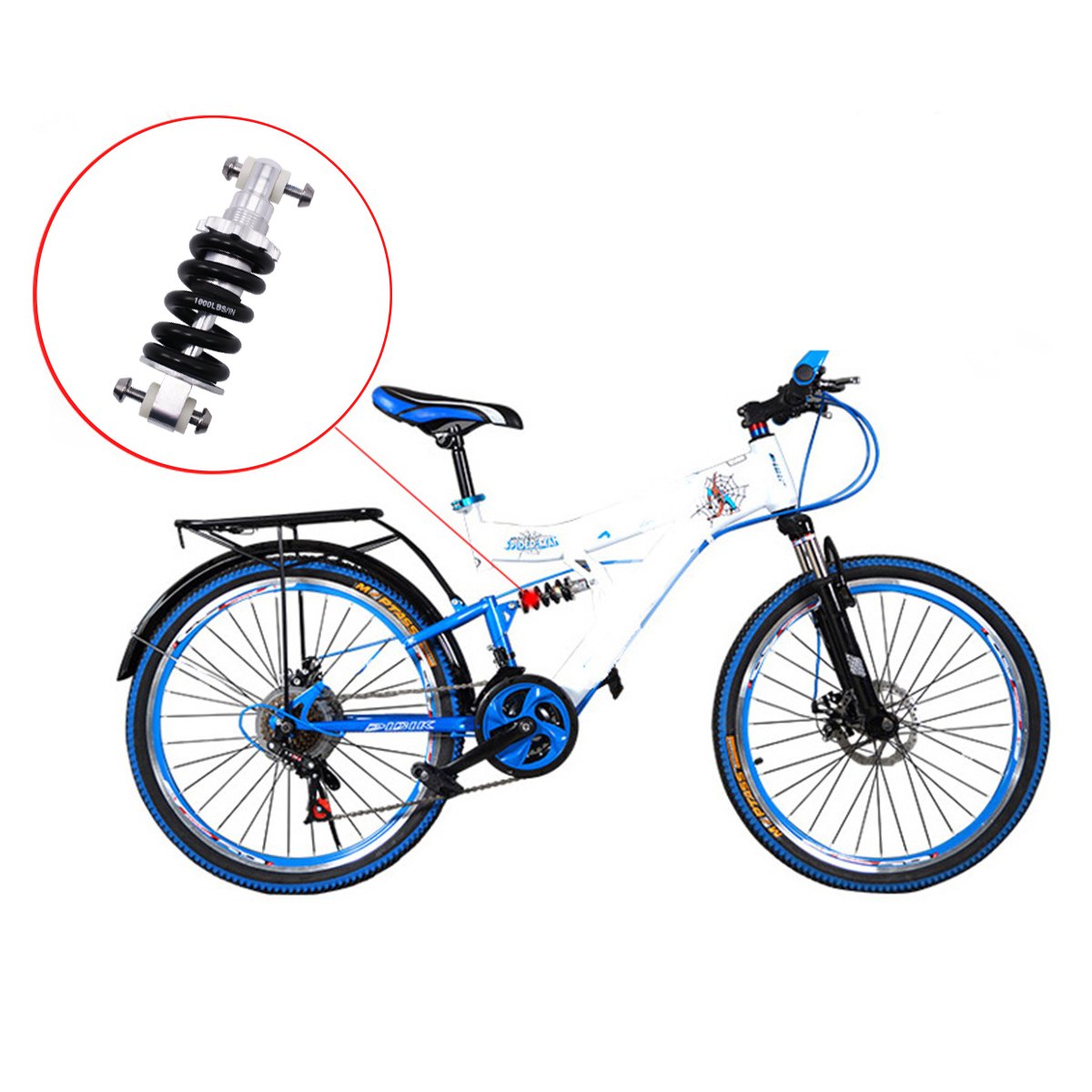 **SENQI 100/125/135/150mm x 1000LBS Rear Shock Absorber for Folding & Mountain Bikes - Heavy-Duty Spring Suspension for Off-Road & Commuting**
