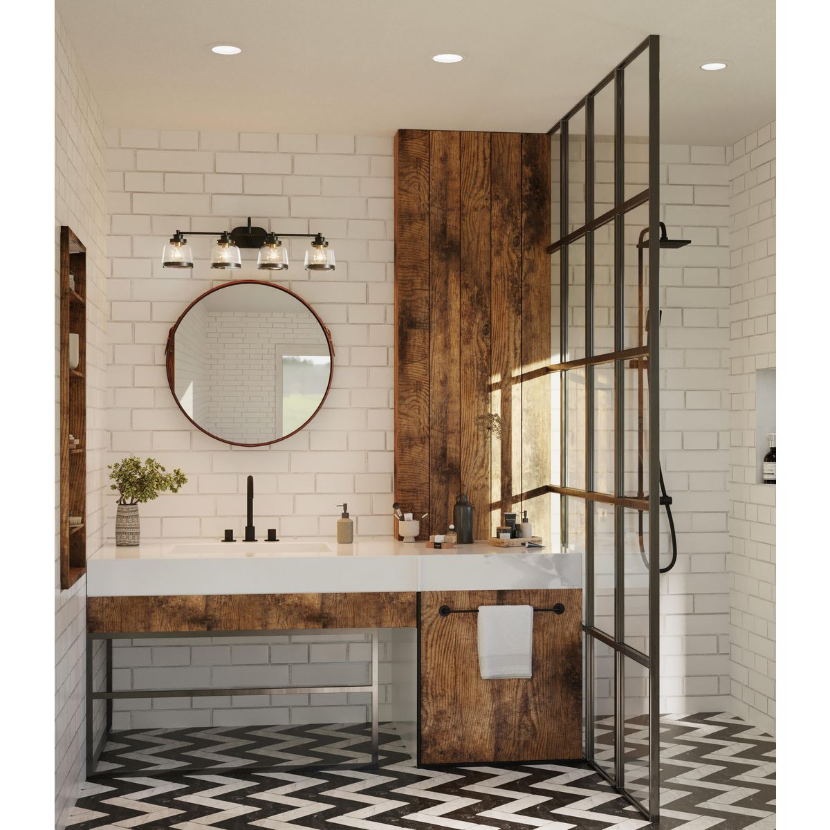 Judson Collection 4-Light Clear Glass Bathroom Vanity Light - Perfect for Modern Bathrooms, Powder Rooms & Dressing Areas