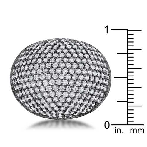 4.75ct Dara CZ Hematite Dome Cocktail Ring for Women - Elegant Evening Party Jewelry, Perfect for Weddings, Prom & Special Occasions