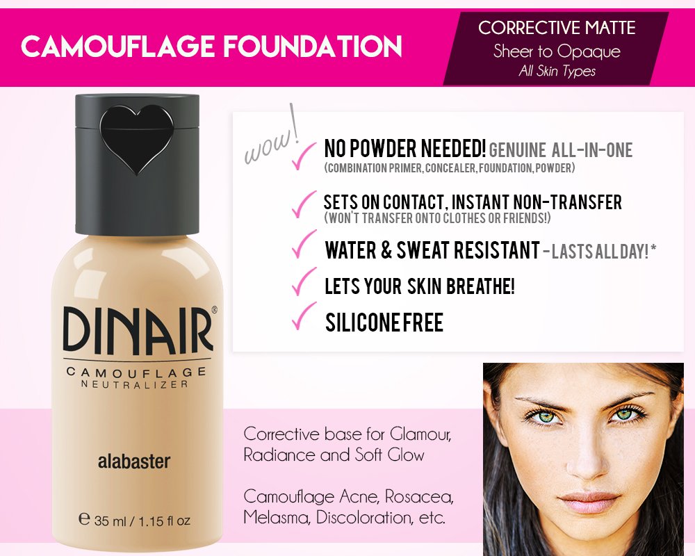 Dinair Airbrush Makeup Foundation in Vanilla 1.15 oz - Professional Camouflage Neutralizer for Scars, Acne, Tattoos, Vitiligo & Dark Circles | Full Coverage Liquid Foundation for Flawless Skin | Perfect for Bridal, Photography & Special Occasion Makeup