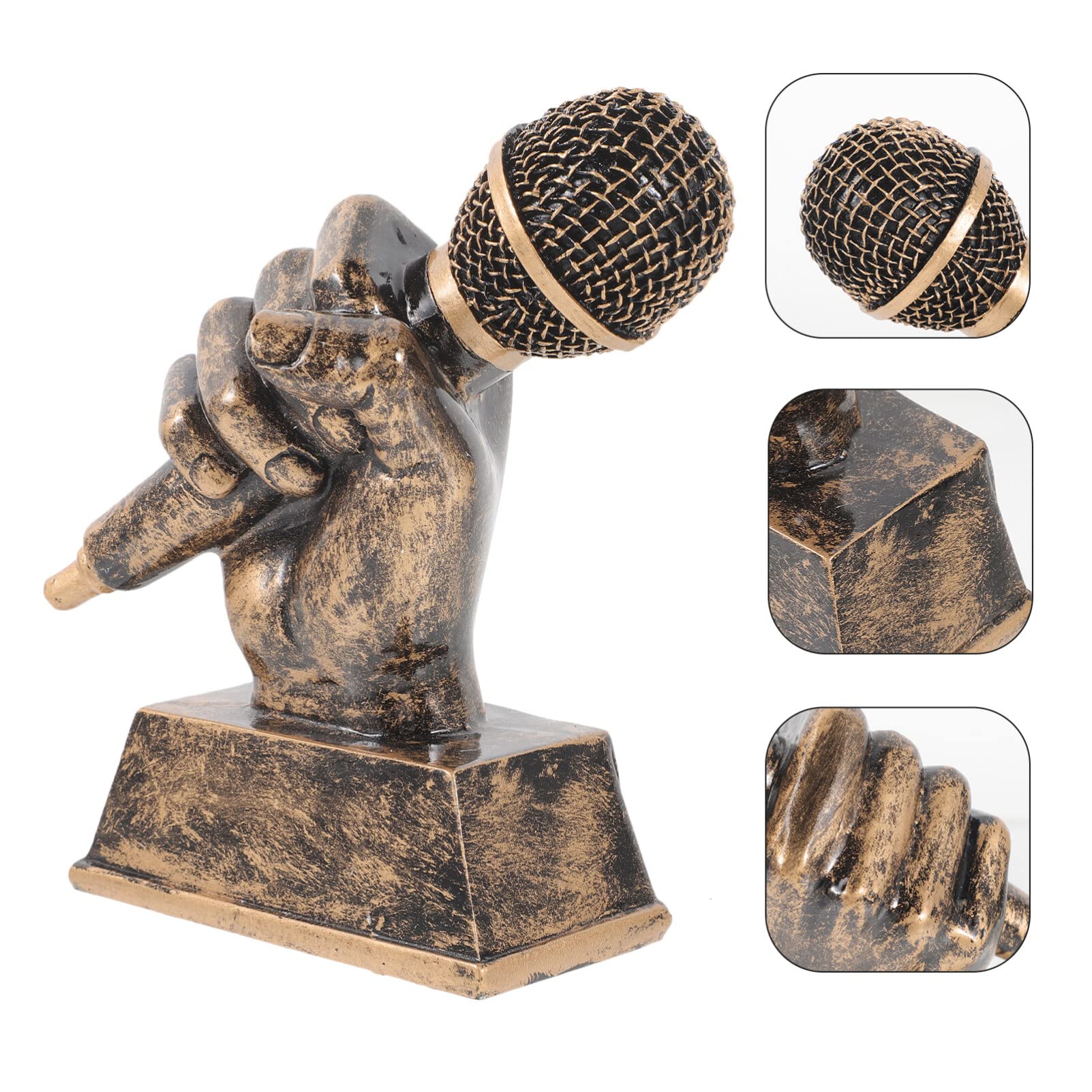 POPETPOP Premium Microphone Trophy - Custom Musical Singing Trophy Award in Resin for Karaoke Competition & Party - Perfect for Singing Contests, Talent Shows & Music Events