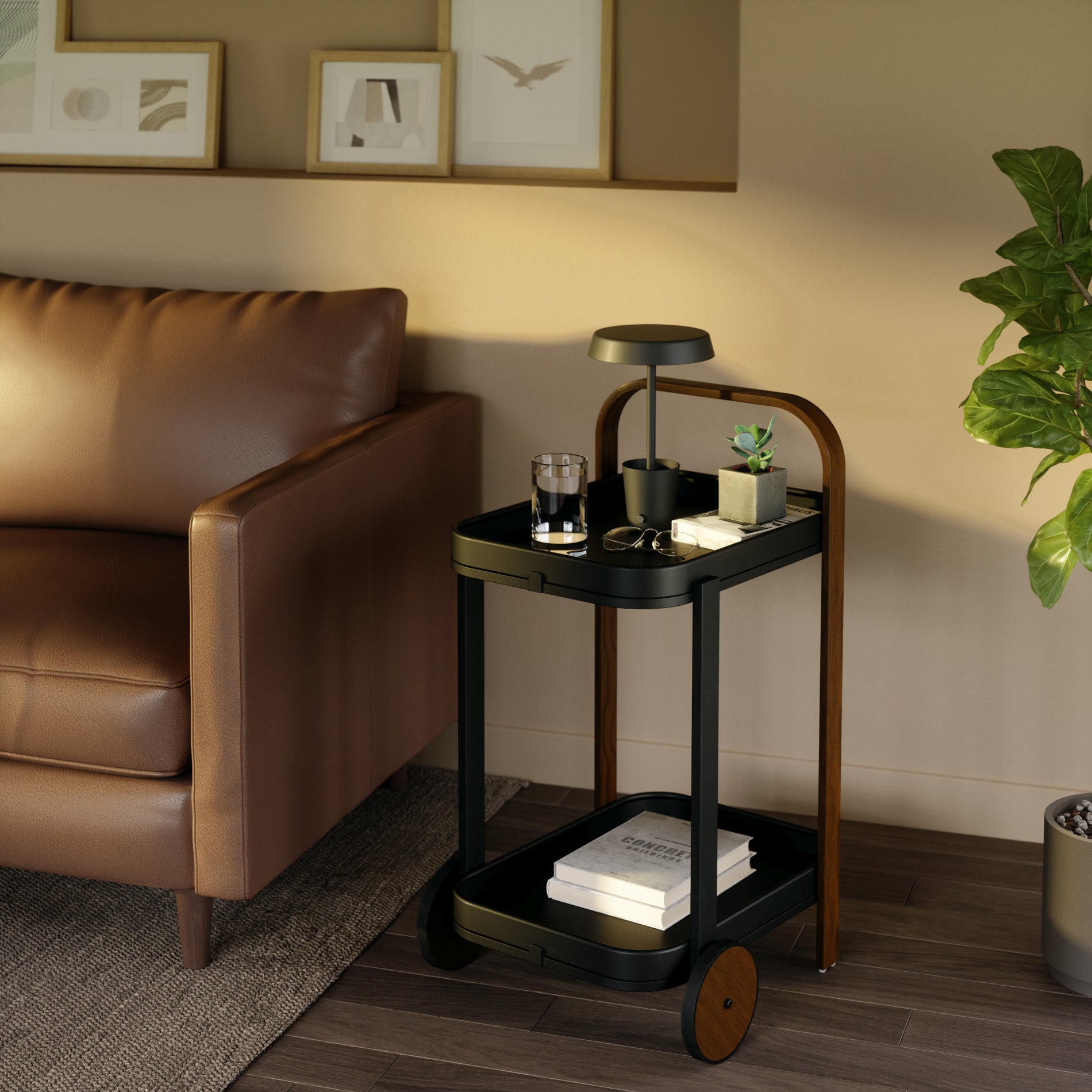Bellwood Bar & Storage Cart - Mobile Home Bar Cabinet with Wheels for Kitchen, Living Room & Outdoor Entertaining