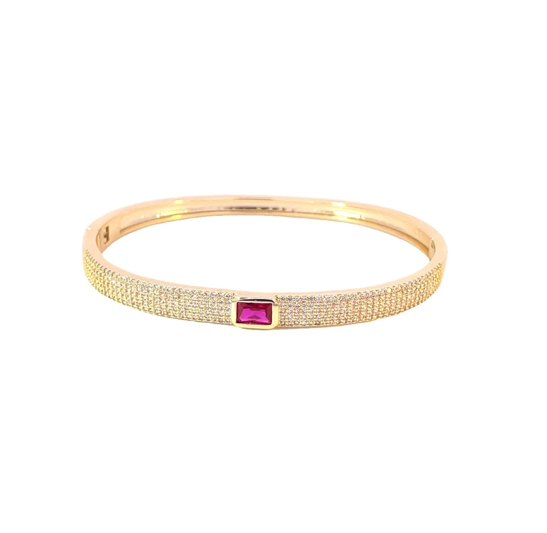 Elegant Pavé Center Stone Bangle Bracelet for Women - Perfect for Weddings, Parties & Everyday Wear