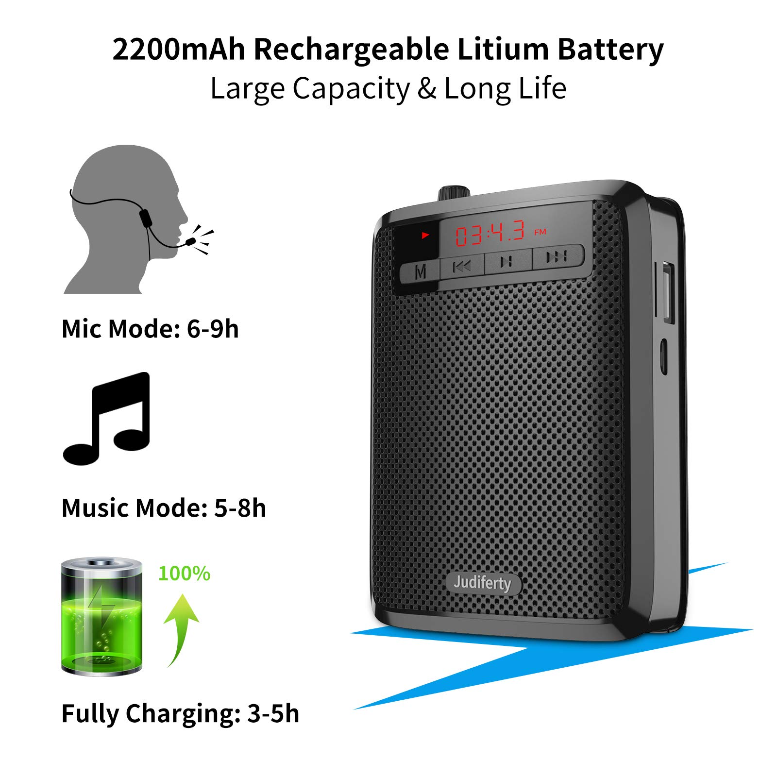 Portable Voice Amplifier with Bluetooth - Wireless Microphone Speaker for Teachers, Tour Guides & Meetings | Ideal for Classroom, Outdoor Events & Public Speaking