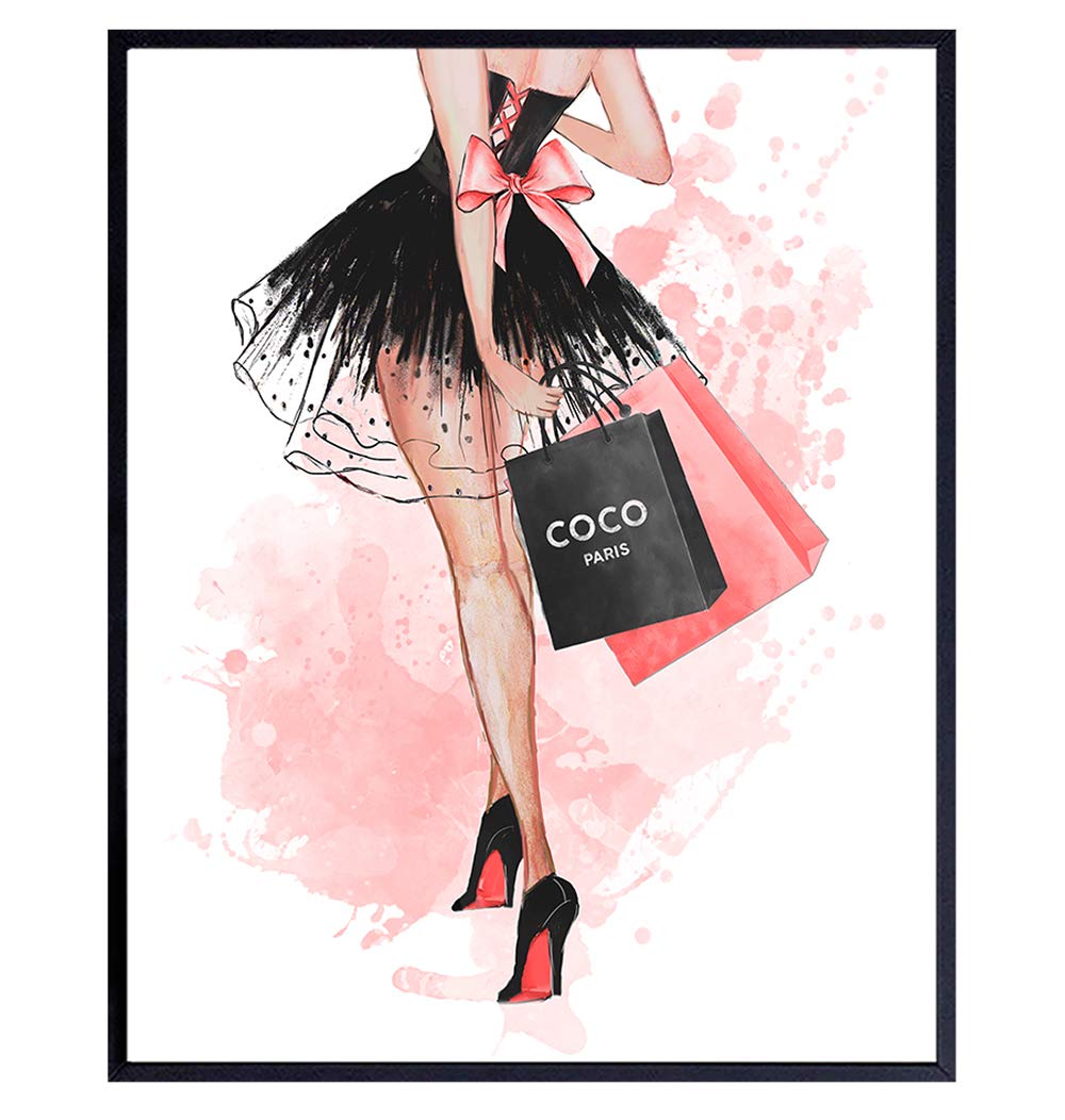 Glam Fashion Wall Art & Decor - Elegant Woman Wall Picture - High Fashion Design - Pink Luxury Poster Print - Perfect Gift for Women, Teens & Girls - Ideal for Living Room, Bedroom & Office Decor