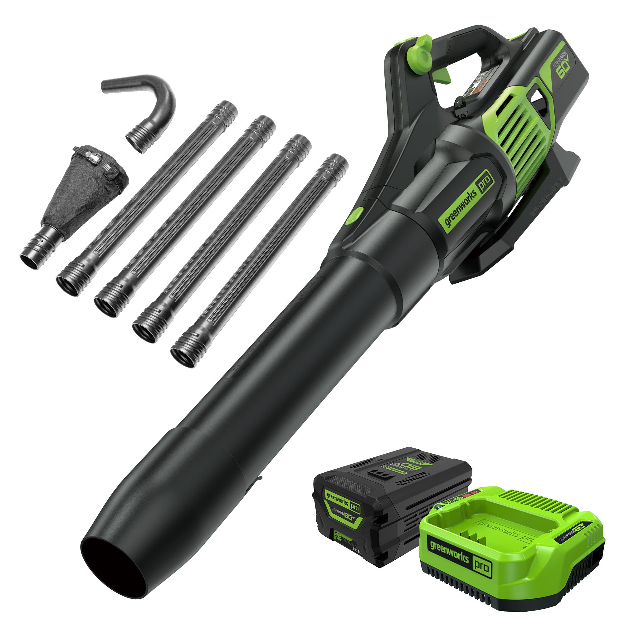 60V 610 CFM Cordless Battery Leaf Blower & Gutter Cleaning Kit with 2.5Ah Battery & Rapid Charger - Powerful Yard Cleanup for Leaves, Debris, and Gutter Maintenance