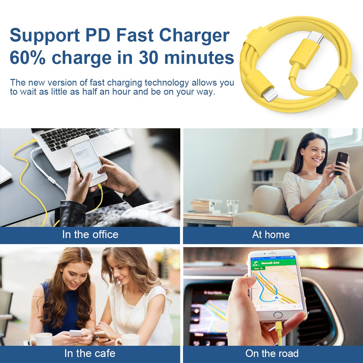 MFi Certified USB C to Lightning Cable 2-Pack 6Ft - Fast Charging Cord Compatible with iPhone 14/13/12/11/SE/XS/XR/X, iPad Mini/Air, iPod & AirPods - Perfect for Home, Office & Travel Charging