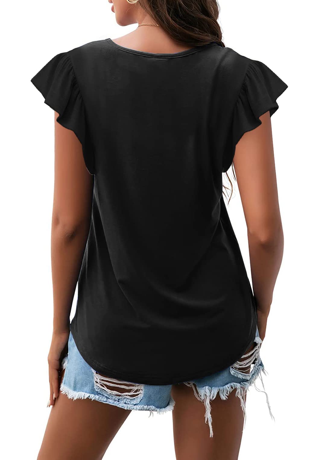 Women's Nursing Flutter Sleeve Tops - Comfortable Crew Neck Blouse T-Shirts for Breastfeeding Moms | Perfect for Maternity Wear, Nursing at Home or On-The-Go