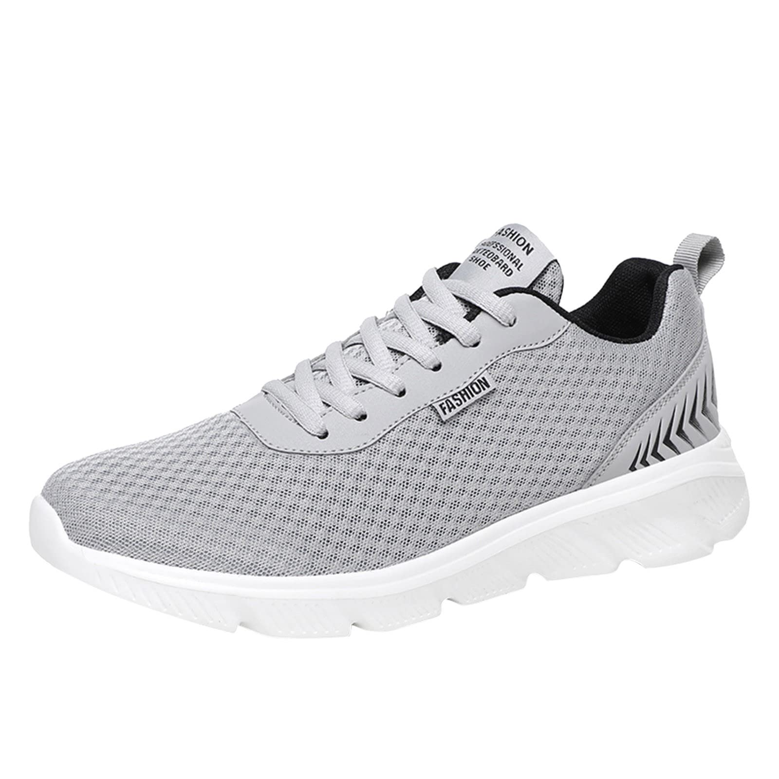 Best Men's Cross Training Shoes - Colorblock Mesh Lace-Up Casual Sneakers | Breathable, Comfortable & Soft Sole for Gym, Running & Workouts (Grey, Size 8.5 US)
