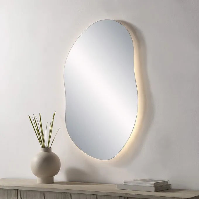 Forli Mirror 1 - Modern Wall Mirror with Rustic Wood Frame, Perfect for Living Room, Bedroom, or Entryway Decor