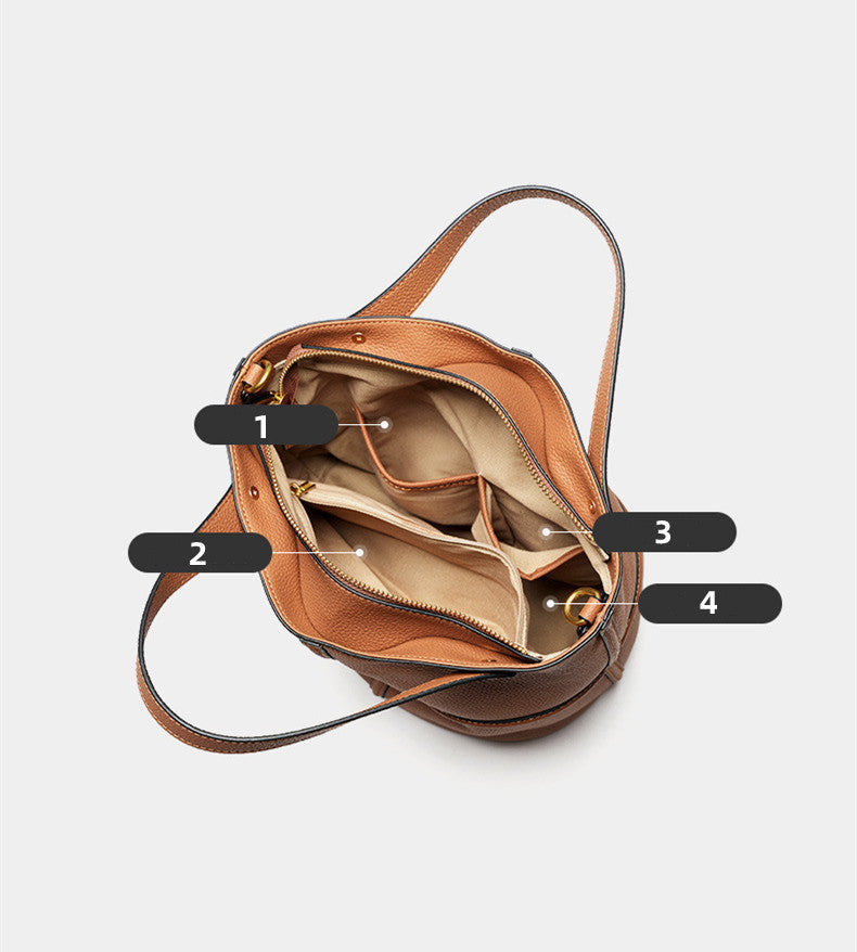 Stylish Leather Bucket Bag for Women - Fashionable Crossbody Shoulder Handbag - Perfect for Work, Travel & Everyday Use