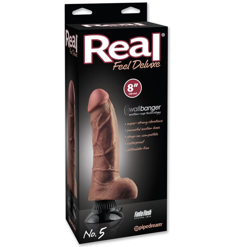PD Real Feel Deluxe #5 Brown Realistic Vibrator - Powerful G-Spot & Clitoral Stimulation for Women - Perfect for Solo Play & Couples Intimacy