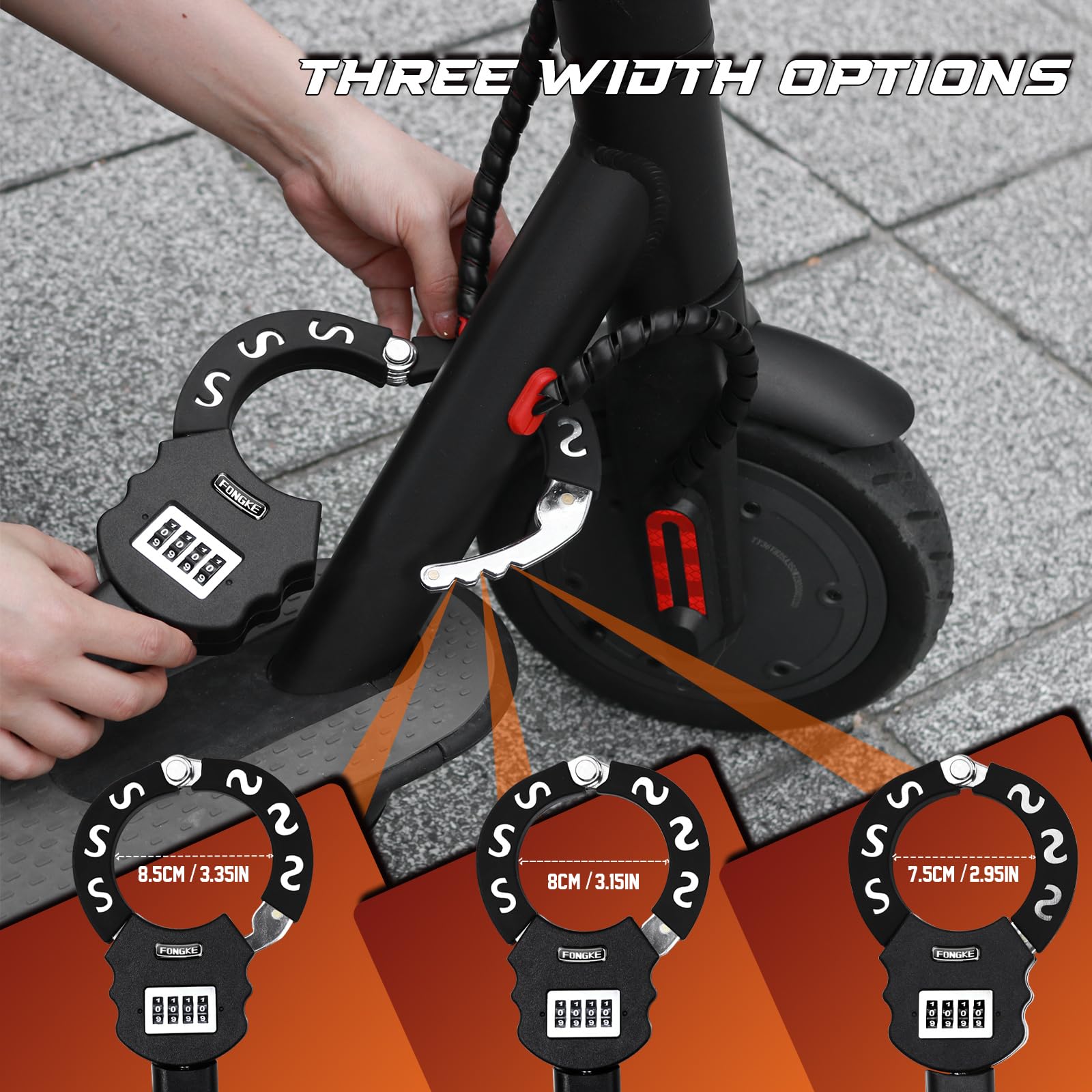 4 Digit Combination Bike Lock - Heavy Duty 8mm Scooter & Bicycle Cable Lock with Waterproof Bag - Anti-Theft Padlock for E-Bikes, Motorcycles & Motorbikes - Perfect for Urban Commuting & Outdoor Adventures