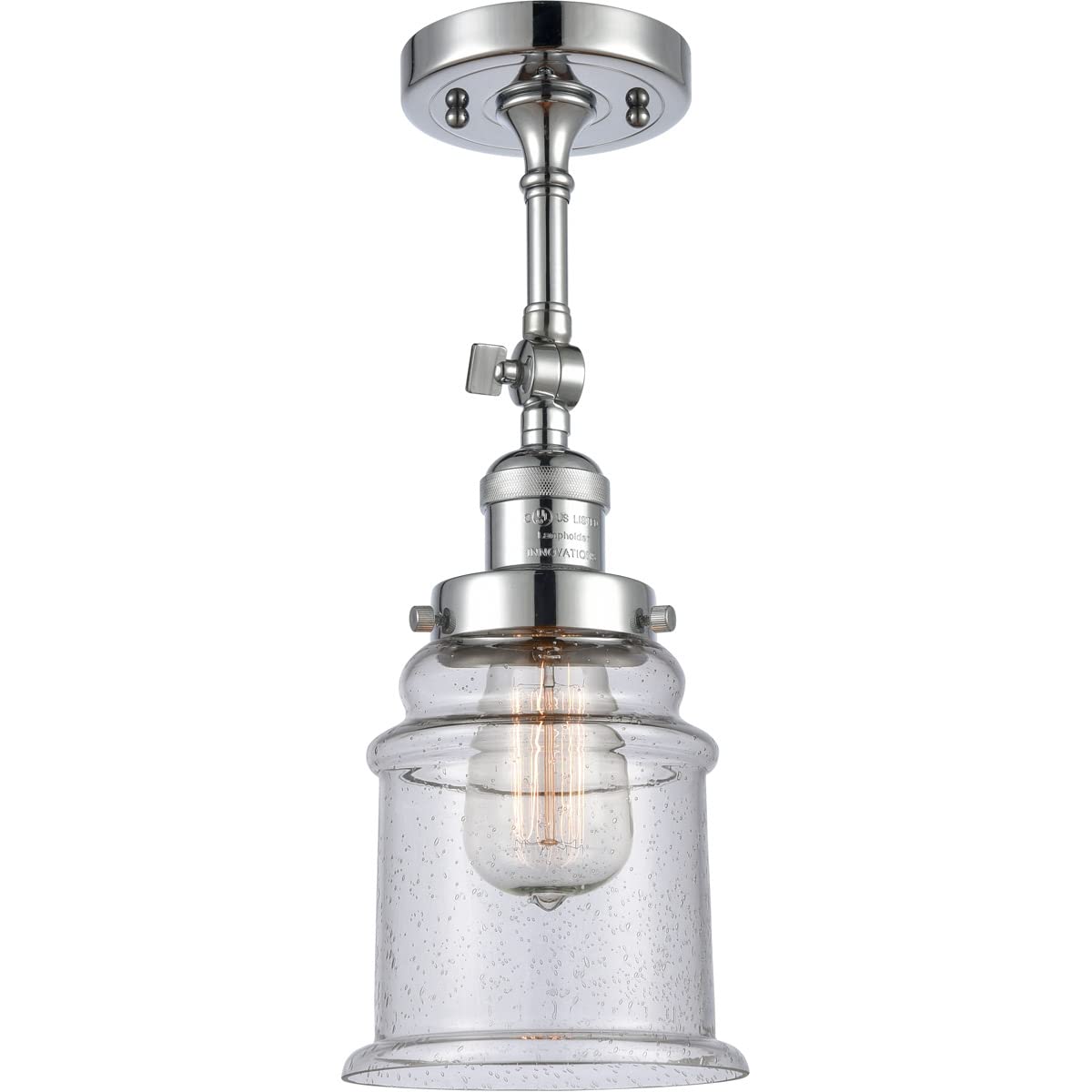 Innovations 201F-PC-G184-LED Modern LED Semi-Flush Mount Ceiling Light Fixture - Polished Chrome Finish - Perfect for Bedroom, Living Room & Hallway Lighting