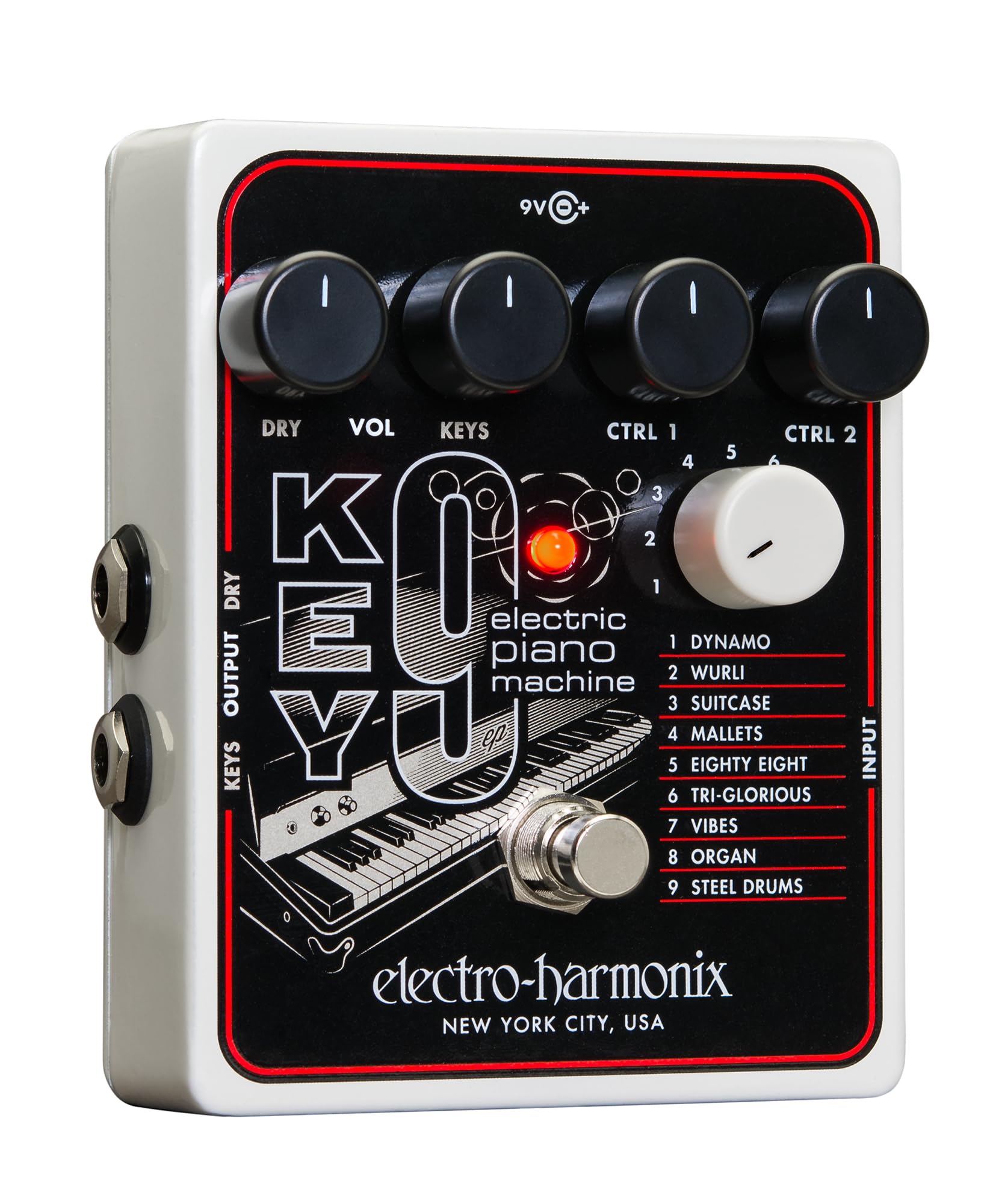 Electro-Harmonix KEY9 Electric Piano Machine Pedal - Vintage Keyboard Effects for Guitarists | Perfect for Live Performances & Studio Recording