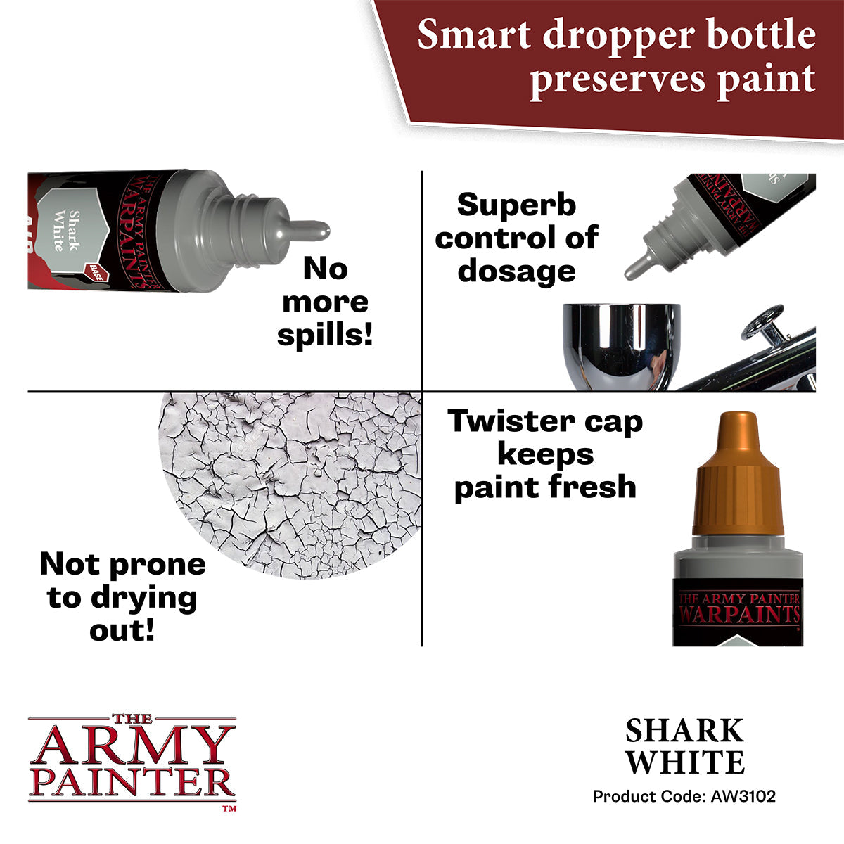 Warpaints Air: Shark White - Premium White Acrylic Paint for Miniatures & Models - Perfect for Warhammer, D&D, and Tabletop Gaming