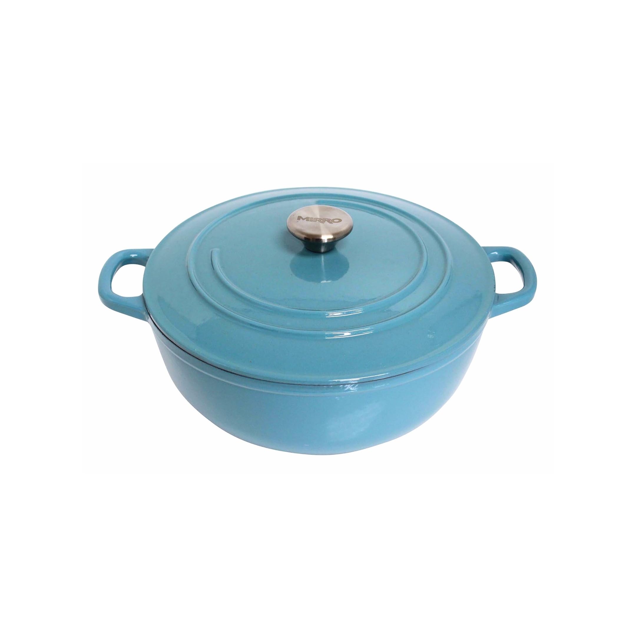 MIRRO 4.8 Quart Enameled Cast Iron Dutch Oven - Teal Blue Color - Perfect for Baking, Braising, Roasting & Slow Cooking Soups, Stews & Bread