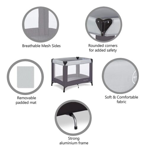 Nest Portable Playard Grey - Lightweight Travel Crib for Babies & Toddlers - Perfect for Home, Travel, and Outdoor Adventures