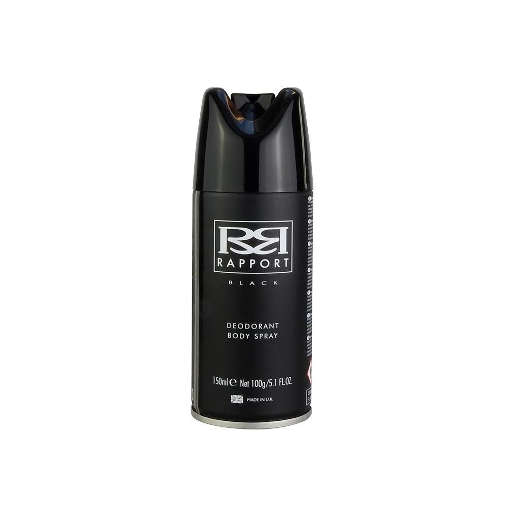 Rapport Black Body Spray 150ml - Long Lasting Men's Fragrance for Day & Night Use | Gym, Office & Date Night Cologne