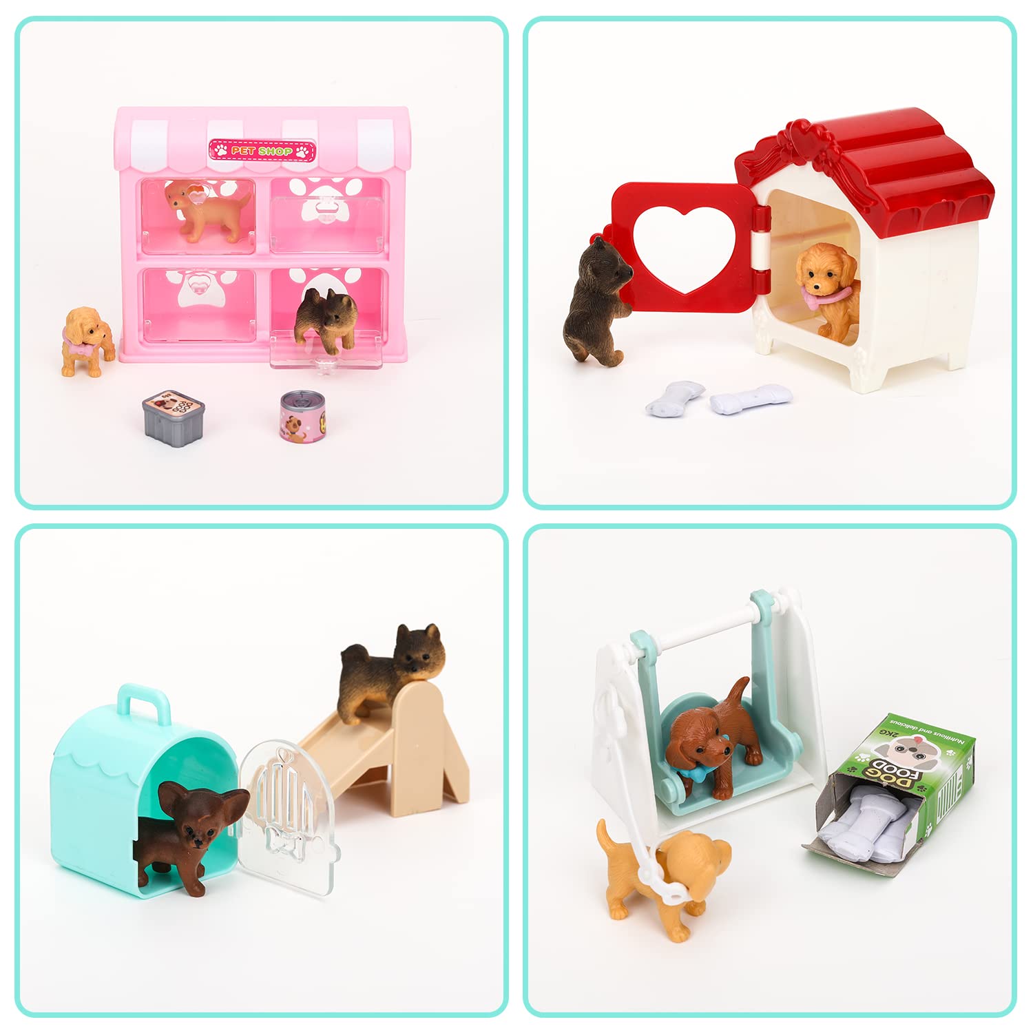 TQQFUN 32-Piece Realistic Dog Figurines Set - Educational Pretend Play Pet Care Toys for Kids, Boys & Girls - Detailed Puppy Figures for Imaginative Play, Learning & Role-Playing Scenarios - Perfect for Home, Classroom & Playdates