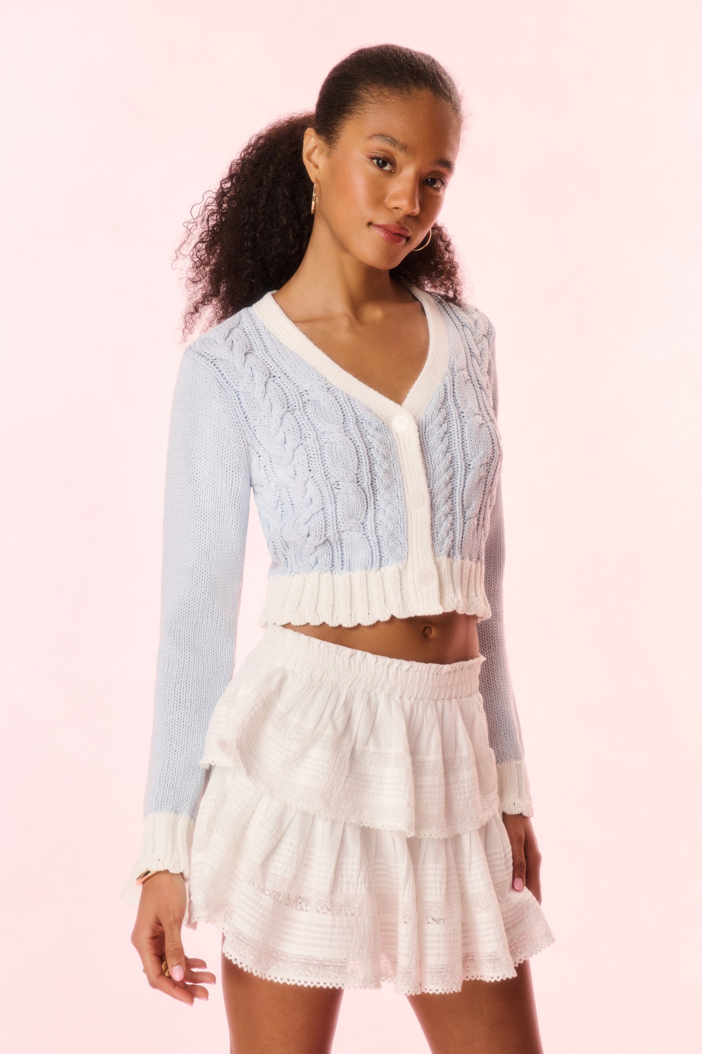 Hyacinth Cropped Cable Knit Cardigan Sweater for Women - Soft Chunky Winter Pullover - Perfect for Fall Layering & Cozy Winter Outfits