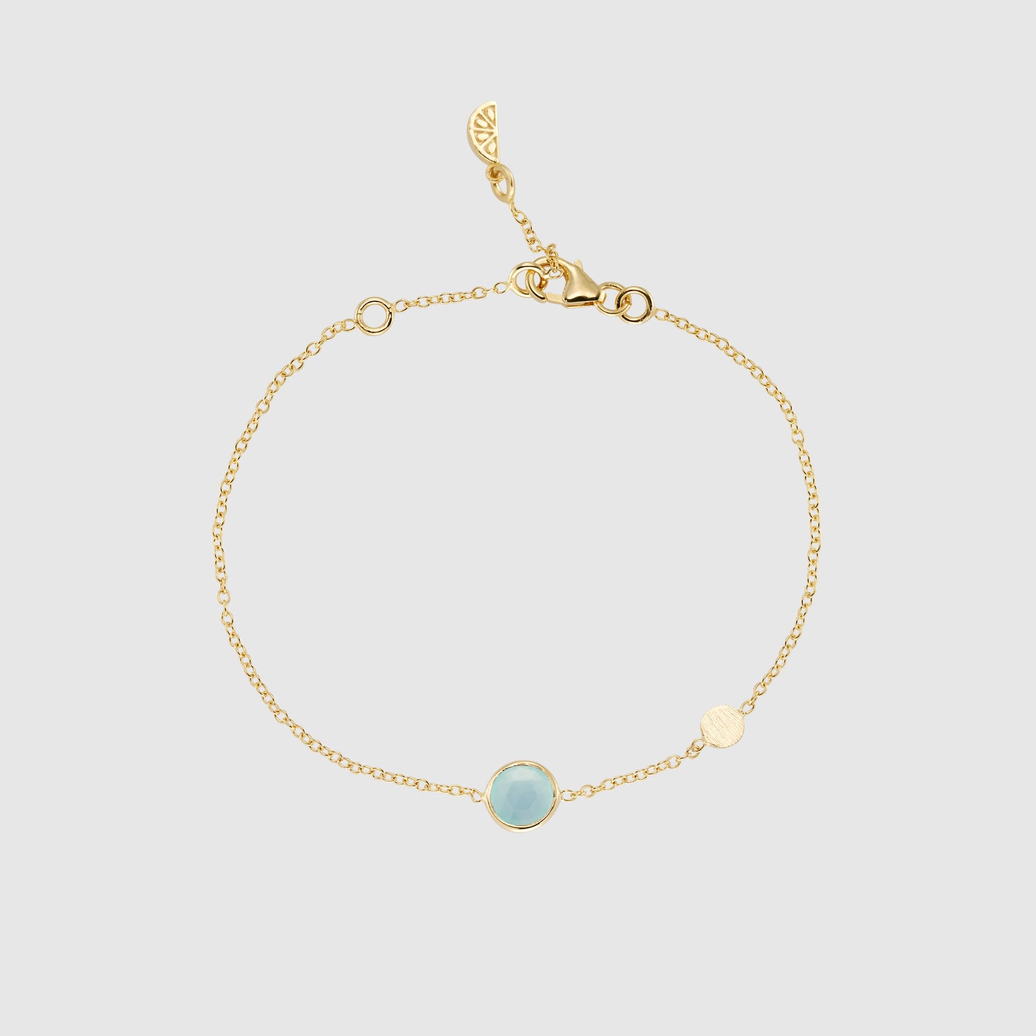 Salina Aqua Chalcedony and Gold Disc Bracelet - Elegant Women's Jewelry for Everyday Wear, Gift Giving & Special Occasions