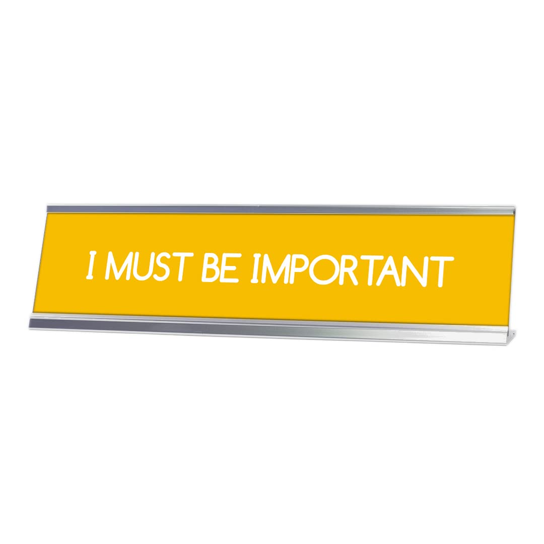 Yellow Silver Frame Desk Sign - 2 x 8 Inch Motivational Office Decor for Desk, Perfect for Workstations, Home Offices & Gifts