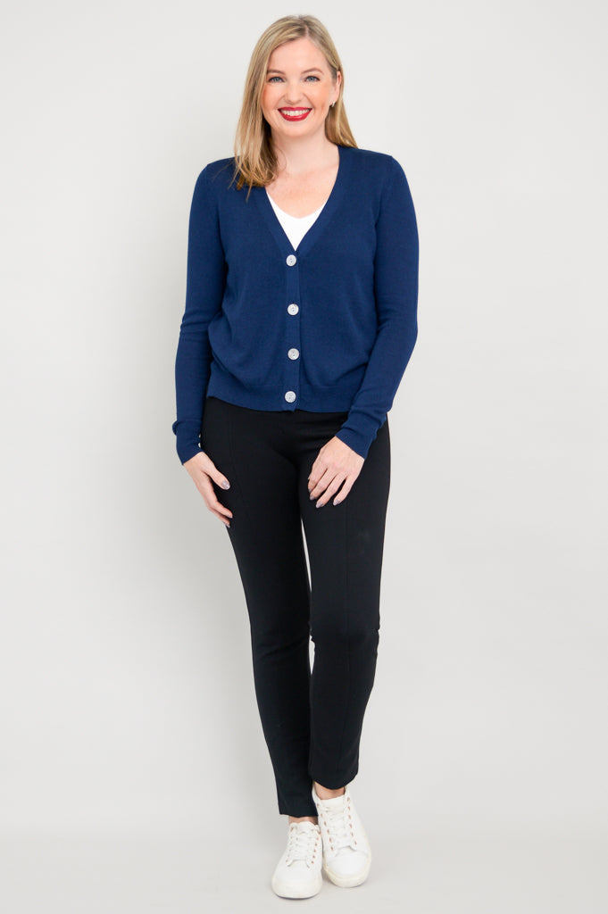 Jessica Sweater Women's Indigo Blue Bamboo Cotton Blend Knit Top - Soft & Breathable for Casual Wear, Office & Fall Outfits