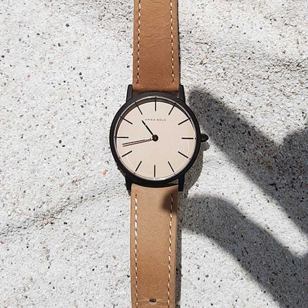 ARIES GOLD URBAN SANTOS G 1022 BK Men's Watch - Brown Leather Strap, Classic Chronograph Design for Business & Casual Wear